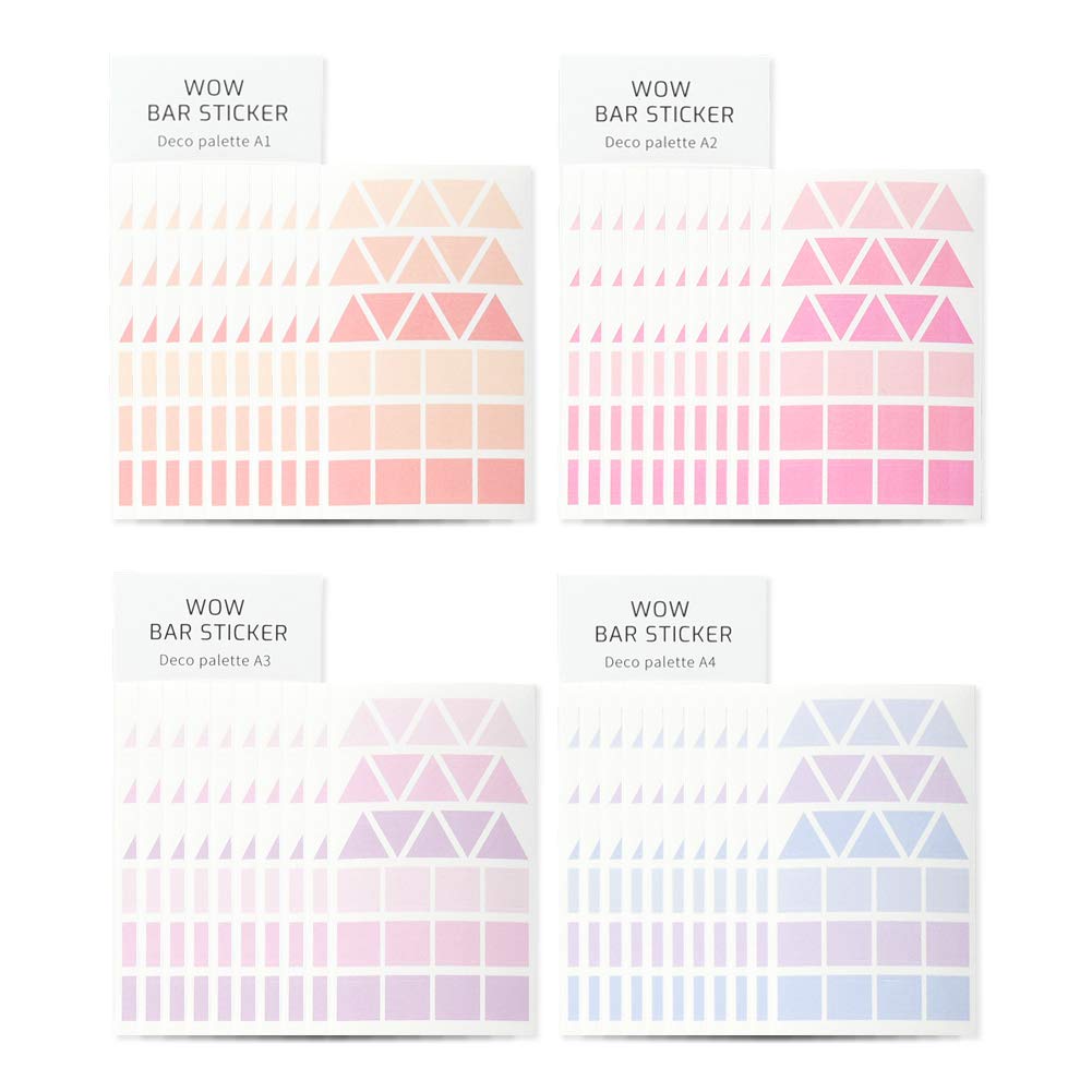 Monolike Wow Bar Sticker Deco Palette Set - Mini Cute Square Stickers for Scrapbooking, Journaling, DIY Crafts & Planner Decorations