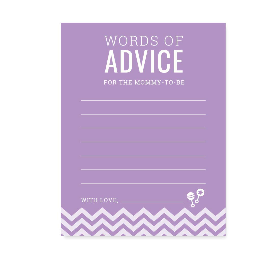 Lavender Chevron Baby Shower Collection - 20-Pack with Games, Decorations & Advice Cards for Mom-to-Be | Perfect for Gender Reveal Parties & Newborn Celebrations