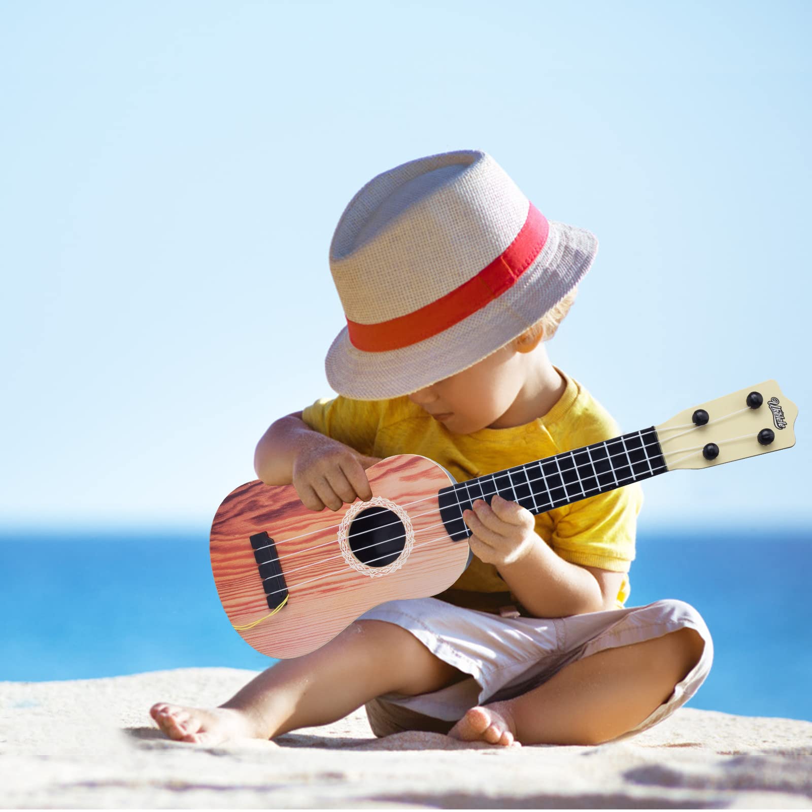 **YOLOPLUS+ 17 Inch Kids Ukulele Toy - 4-String Mini Guitar for Toddlers & Children - Brown Musical Learning Instrument for Early Education | Perfect for Birthday Gifts, Music Lessons & Playtime Fun**