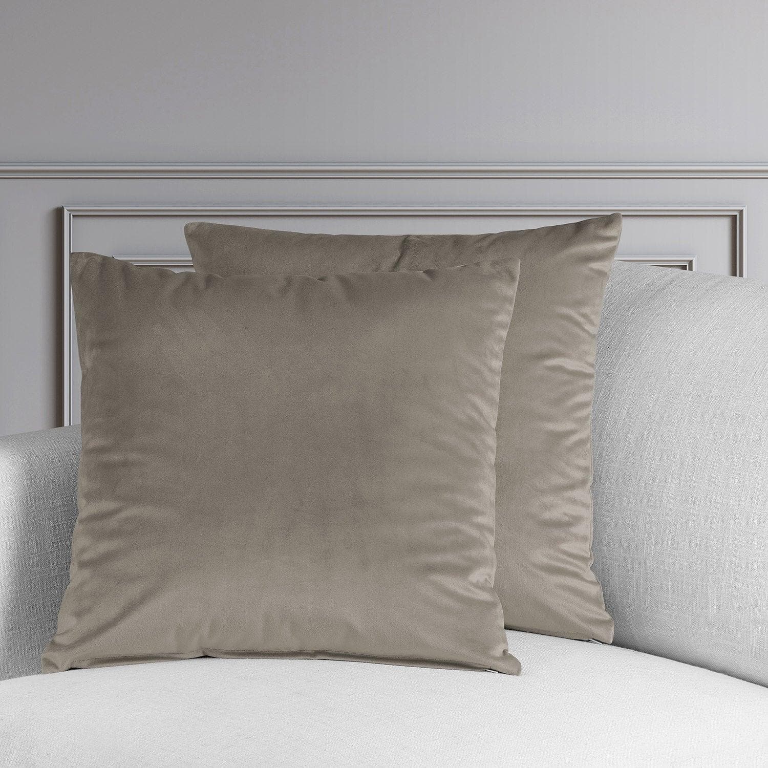 Premium Taupe Heritage Plush Velvet Cushion Covers (Set of 2) - Soft Luxury Throw Pillow Cases for Sofa, Bed & Home Decor - Living Room, Bedroom & Office Accent Pillows