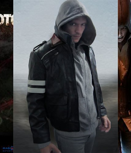 Alex Mercer Cosplay Costume - Leather Jacket with Hoodie (Small) | Prototype Video Game Character Outfit for Halloween, Comic Con & Cosplay Events