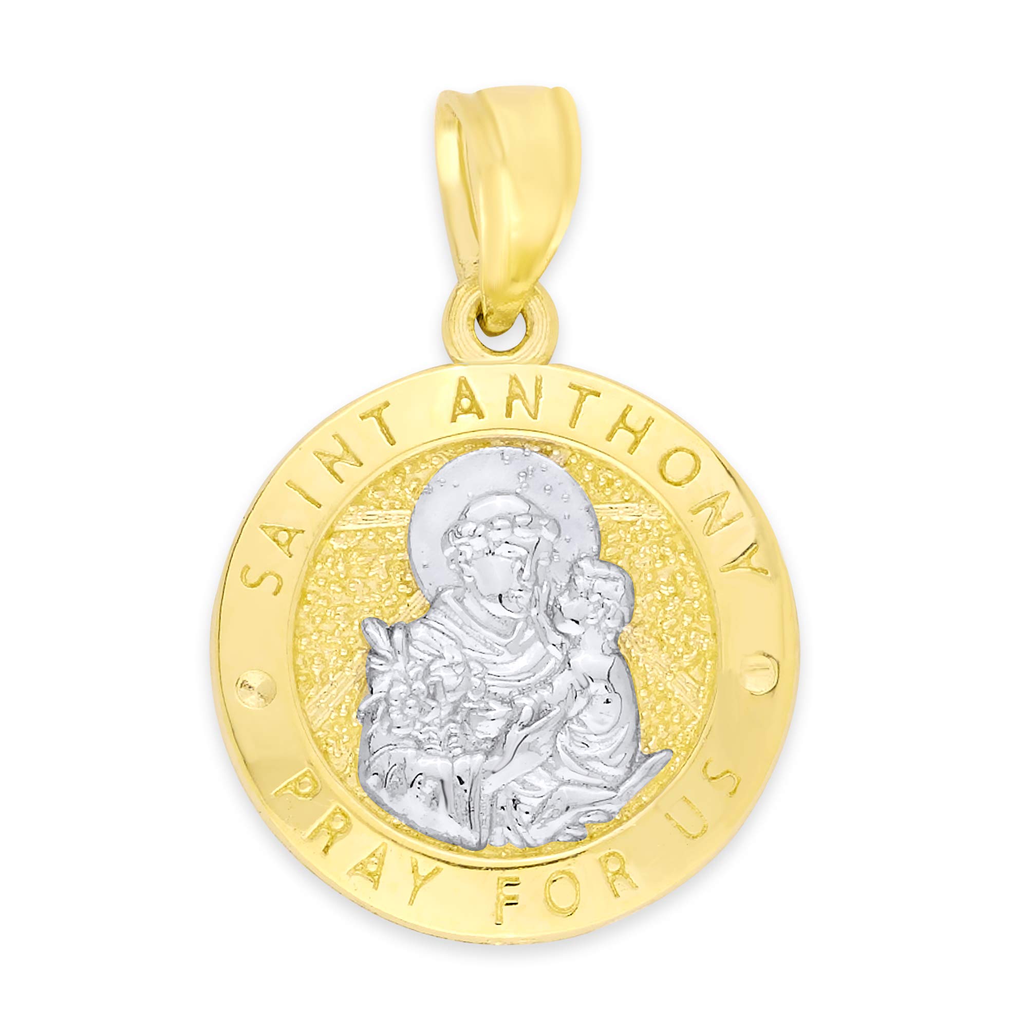 14K Solid Yellow Gold Saint Anthony Medal - Catholic Jewelry for Women, Religious Gifts, Baptism & First Communion Pendant for Faithful Devotion