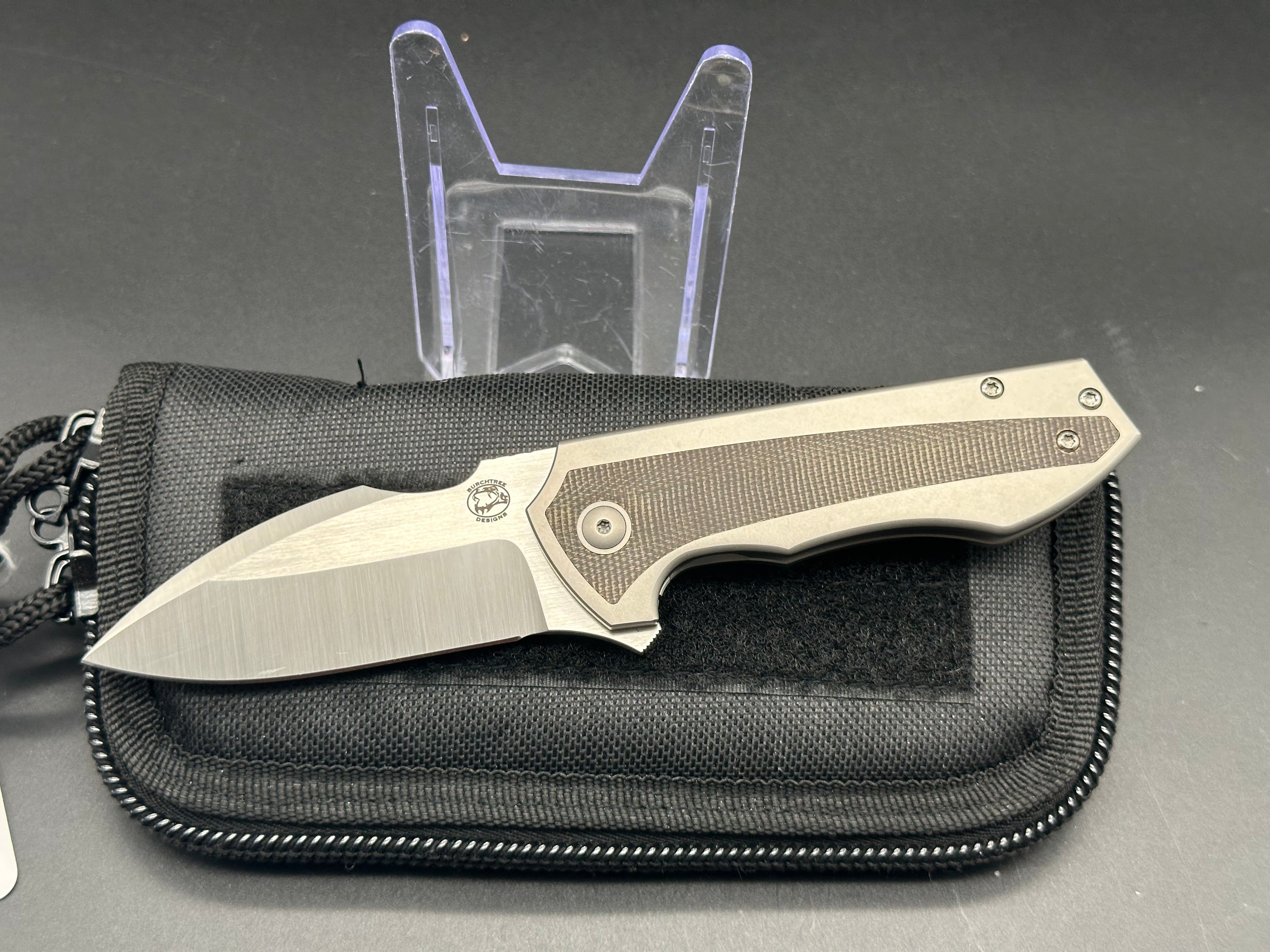 Burchtree Designs Euclid Green Micarta M390 Pocket Knife - High-Quality EDC Folding Knife for Outdoor, Camping, and Everyday Carry