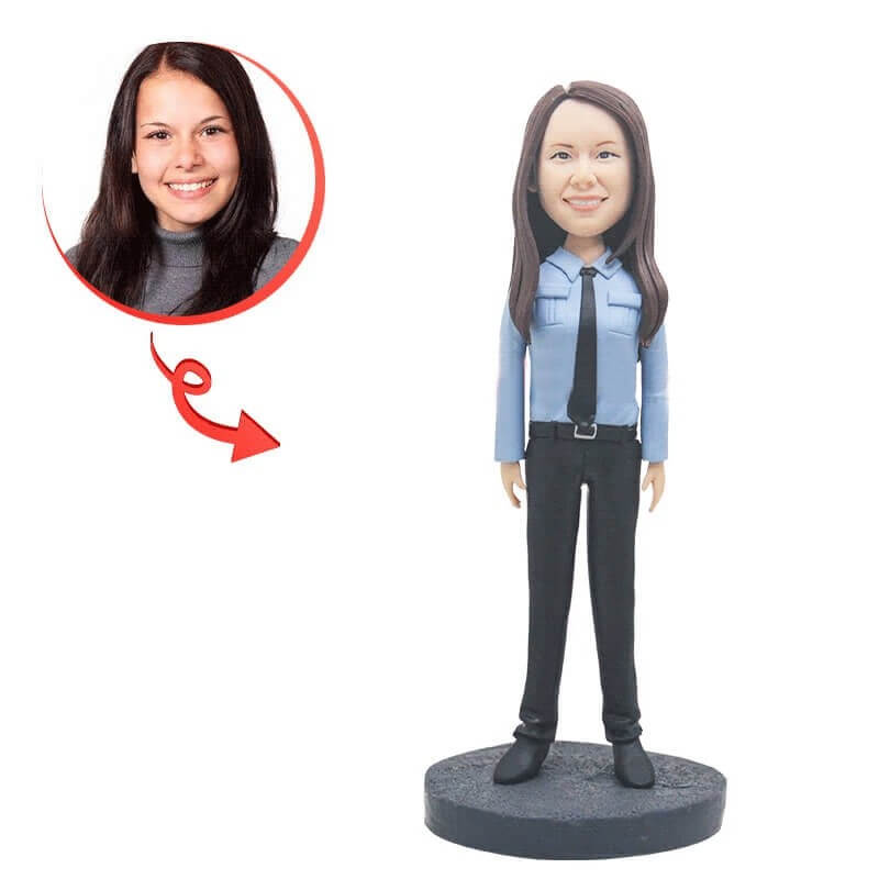 Custom Police Uniform Women Bobblehead - Personalized Law Enforcement Figurine - Perfect for Gifts, Collectibles & Office Decor