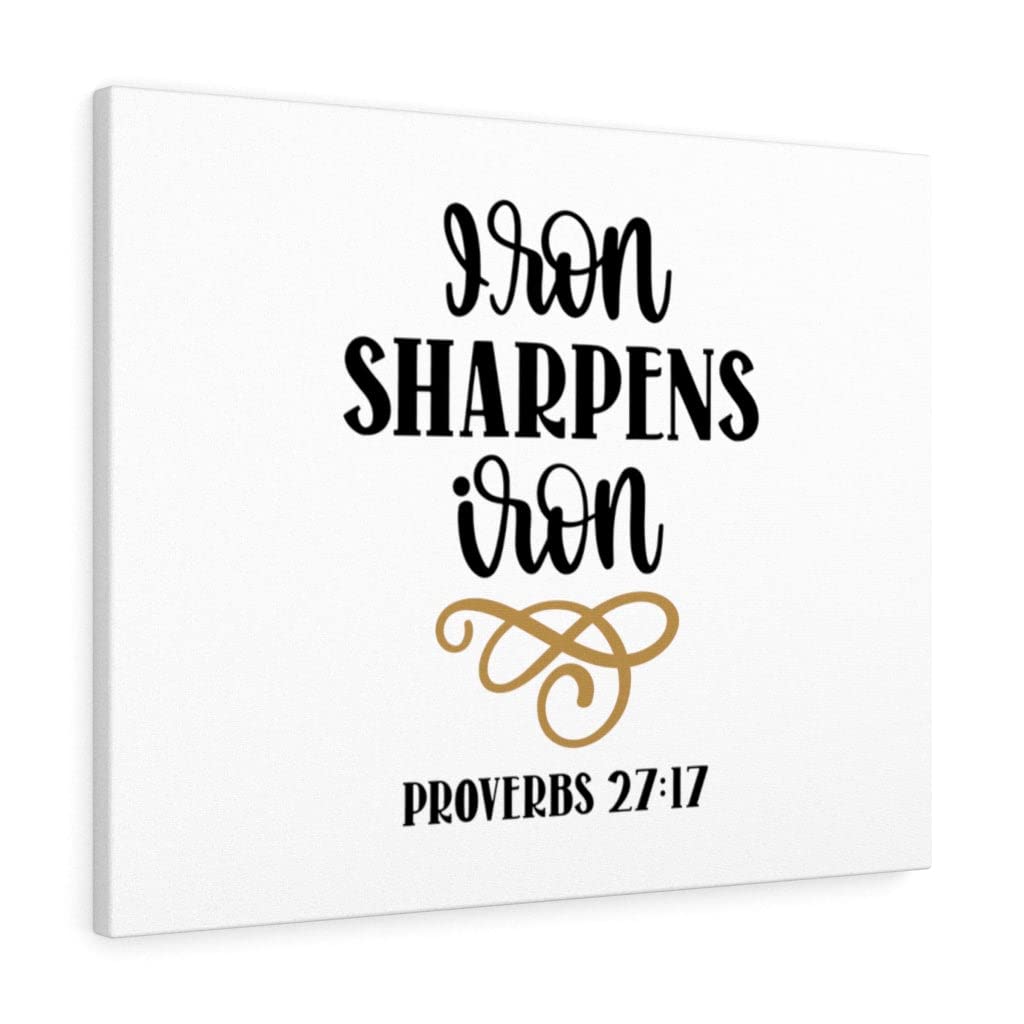 Christian Wall Art - Iron Sharpens Iron Proverbs 27:17 Bible Verse Print - Scripture Home Decor for Living Room, Bedroom & Office - Ready to Hang Inspirational Gift for Friends & Family