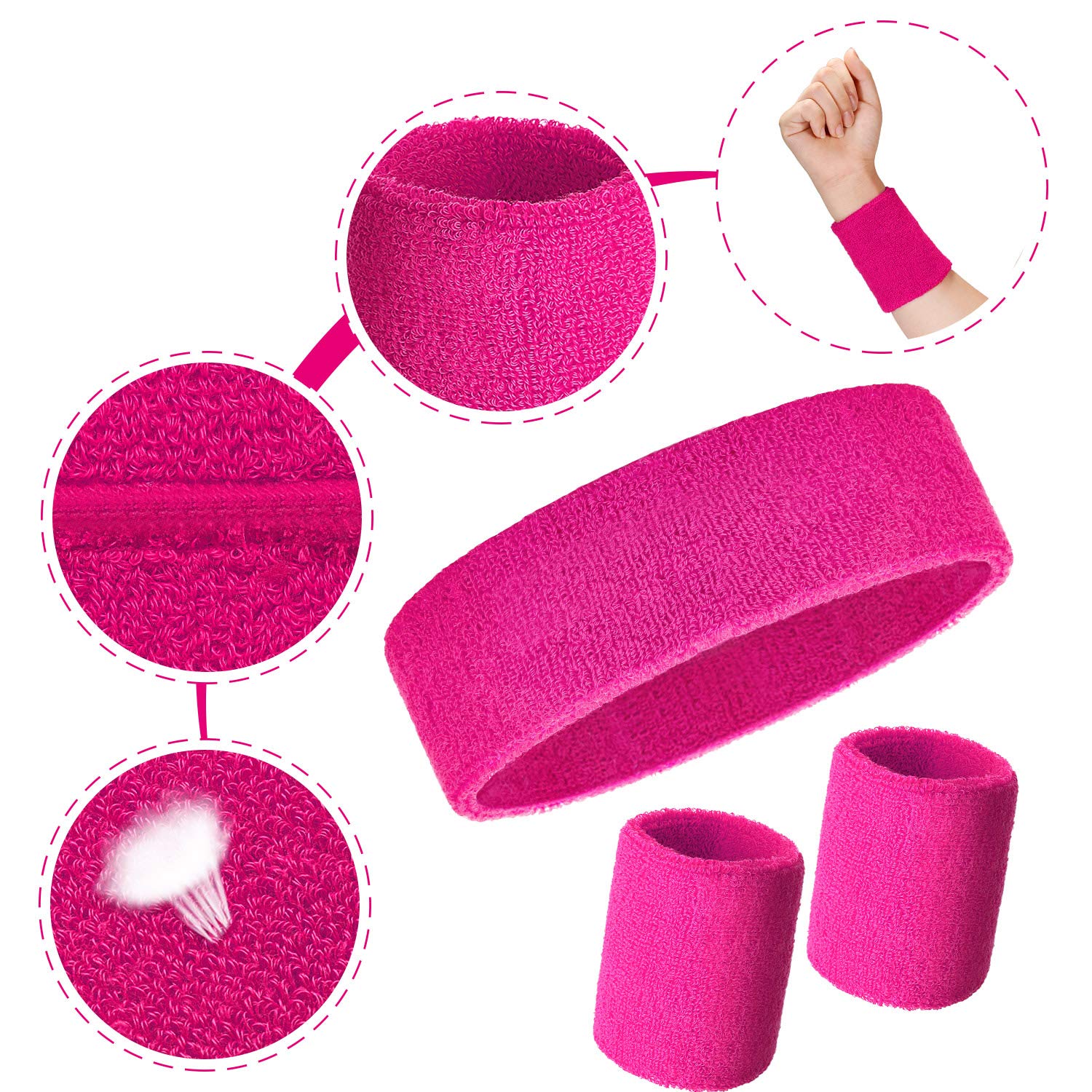 Paris Sports Competition Sweatbands Set - Breathable Cotton Headband & Wristbands for Men & Women - Perfect for Tennis, Basketball, Running & Gym Workouts