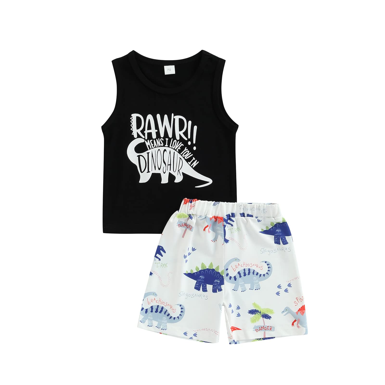 Muasaaluxi Baby Boys Dinosaur Shorts Set - Summer Outfits for Play & Travel
