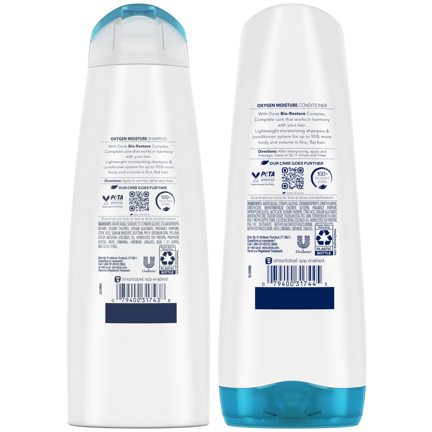 Dove Oxygen Moisture Shampoo and Conditioner Set for Fine Hair – Volumizing Hair Treatment, 12 Oz Each – Perfect for Daily Hair Care & Hydration