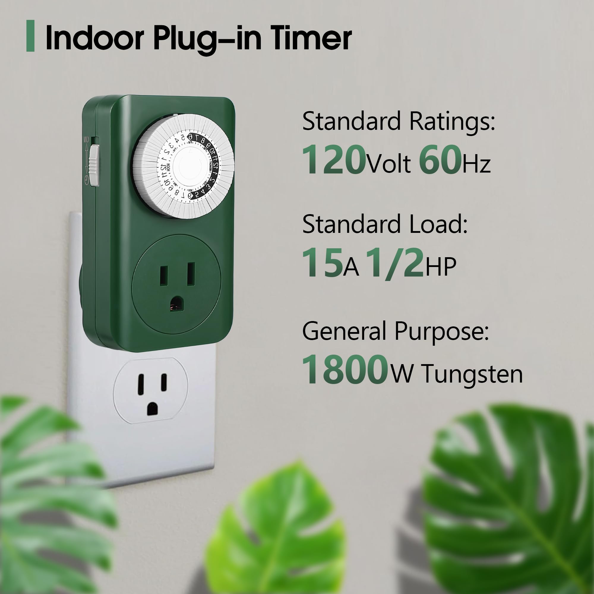 Dreyoo 2 Pack 24-Hour Mechanical Outlet Timer - Indoor Plug-in Electrical Timer for Christmas Lights, Lamps & Appliances | 3-Prong Daily On/Off Cycle | Perfect for Holiday Decor, Home Automation & Energy Saving