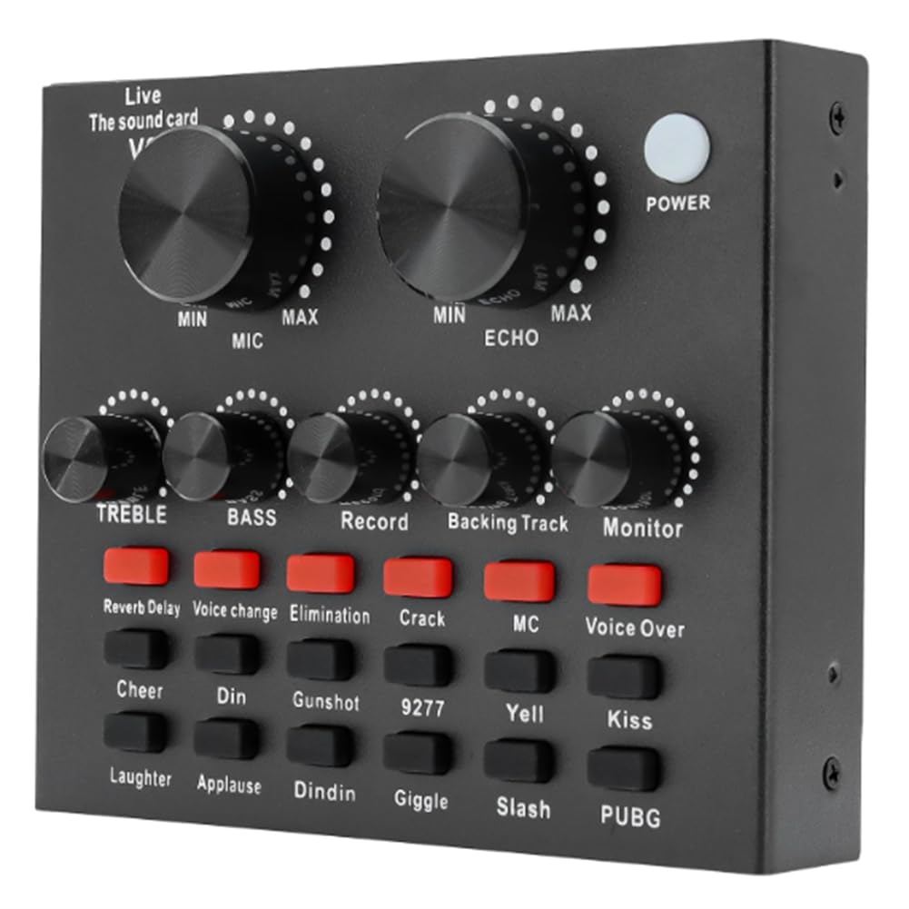 V8 Sound Card for Live Streaming - Voice Changer & Karaoke Headset with External Sound Card for Mobile, Home KTV - Perfect for Singing, Gaming & Podcasting
