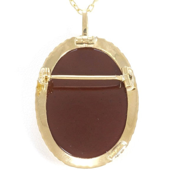 18K Yellow Gold Cameo Necklace & Brooch Set - Vintage Stone Cameo Jewelry for Women - Perfect for Weddings, Parties & Special Occasions