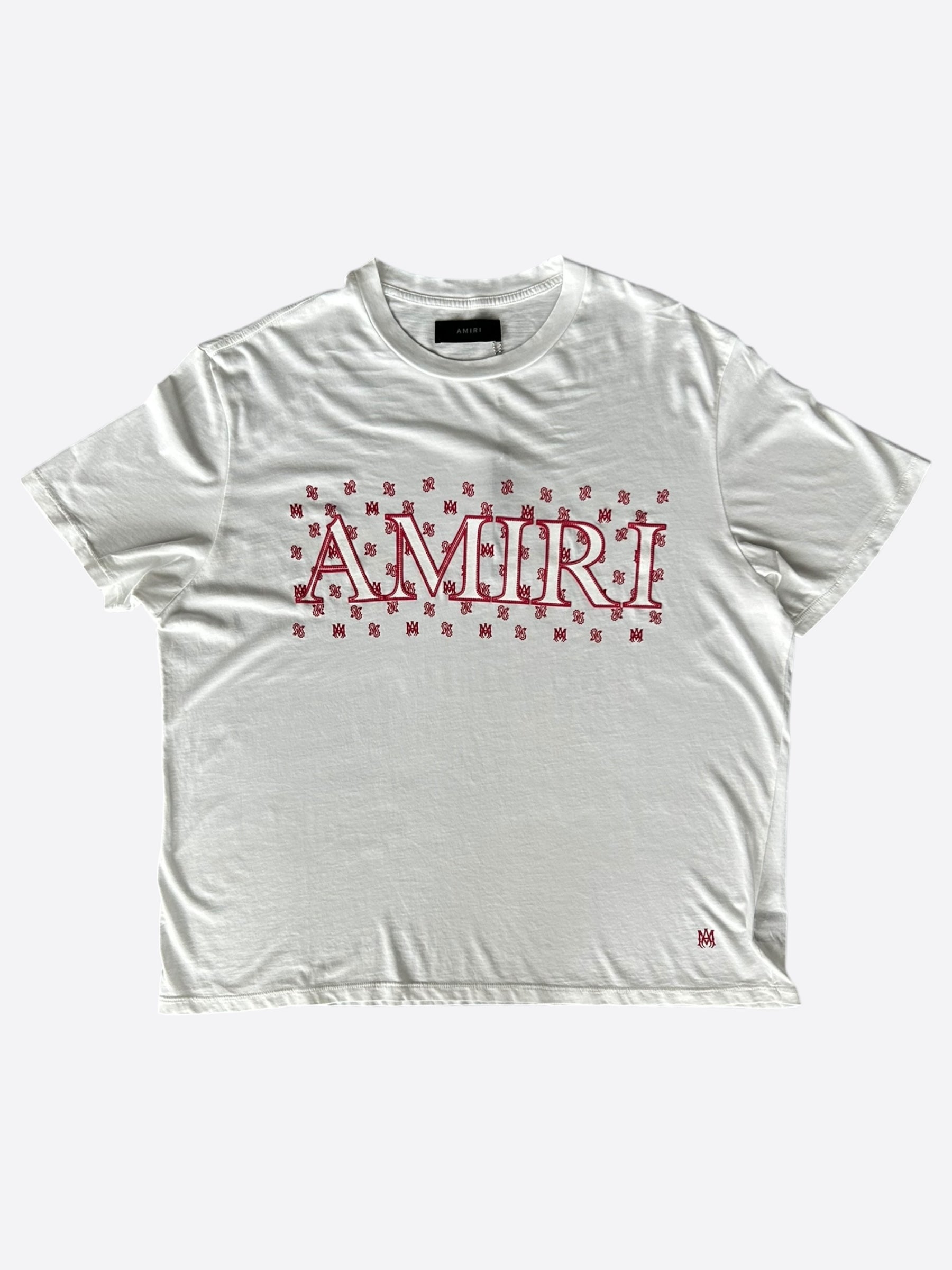 Amiri White & Red MA Paisley Logo T-Shirt for Men - Stylish Graphic Tee for Casual Wear, Street Fashion & Everyday Outfits