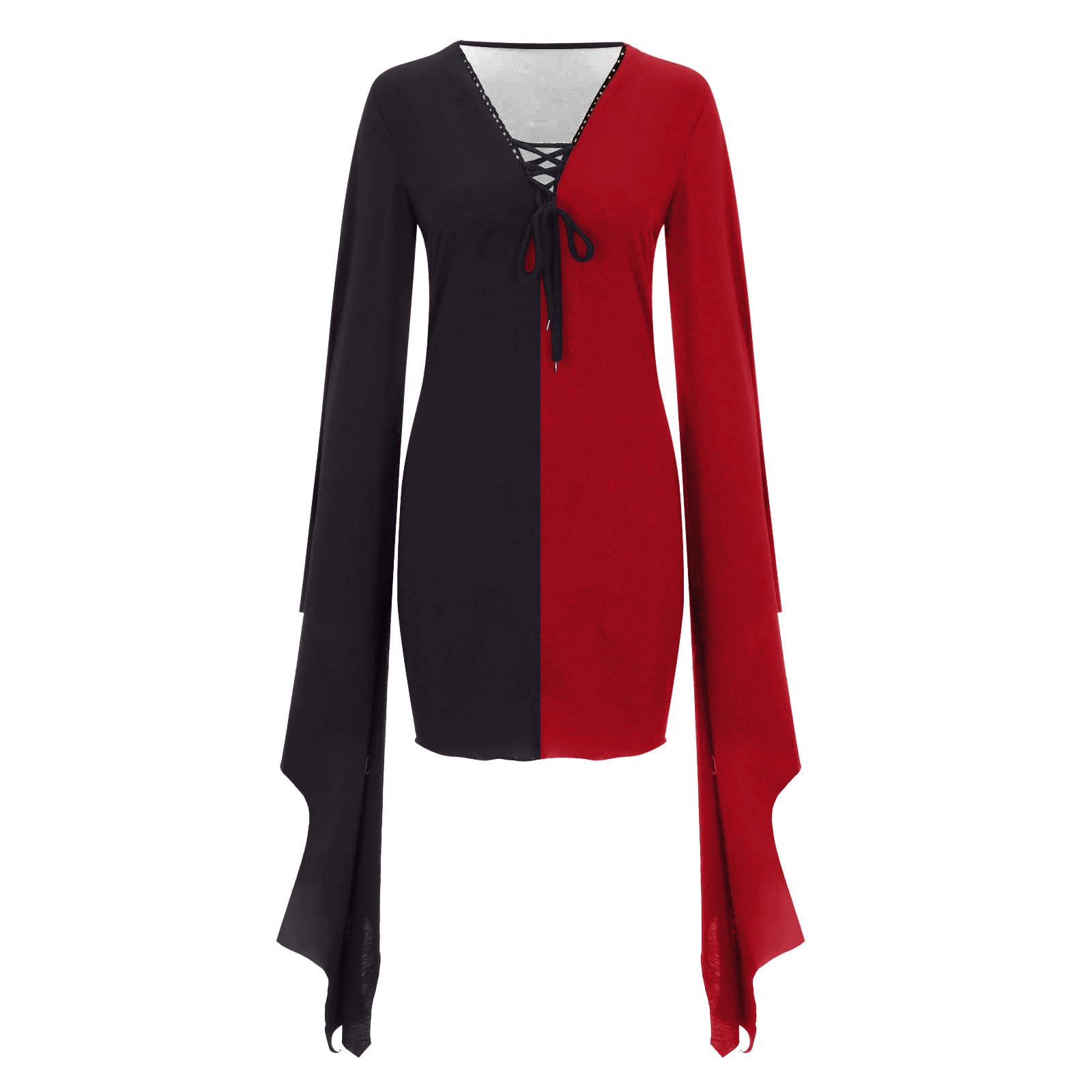 Sexy Bat Sleeve Gothic Mini Wrap Dress for Women - Halloween Costume & Party Outfit with Long Flared Sleeves | Perfect for Halloween Parties, Cosplay Events, and Gothic Fashion Lovers