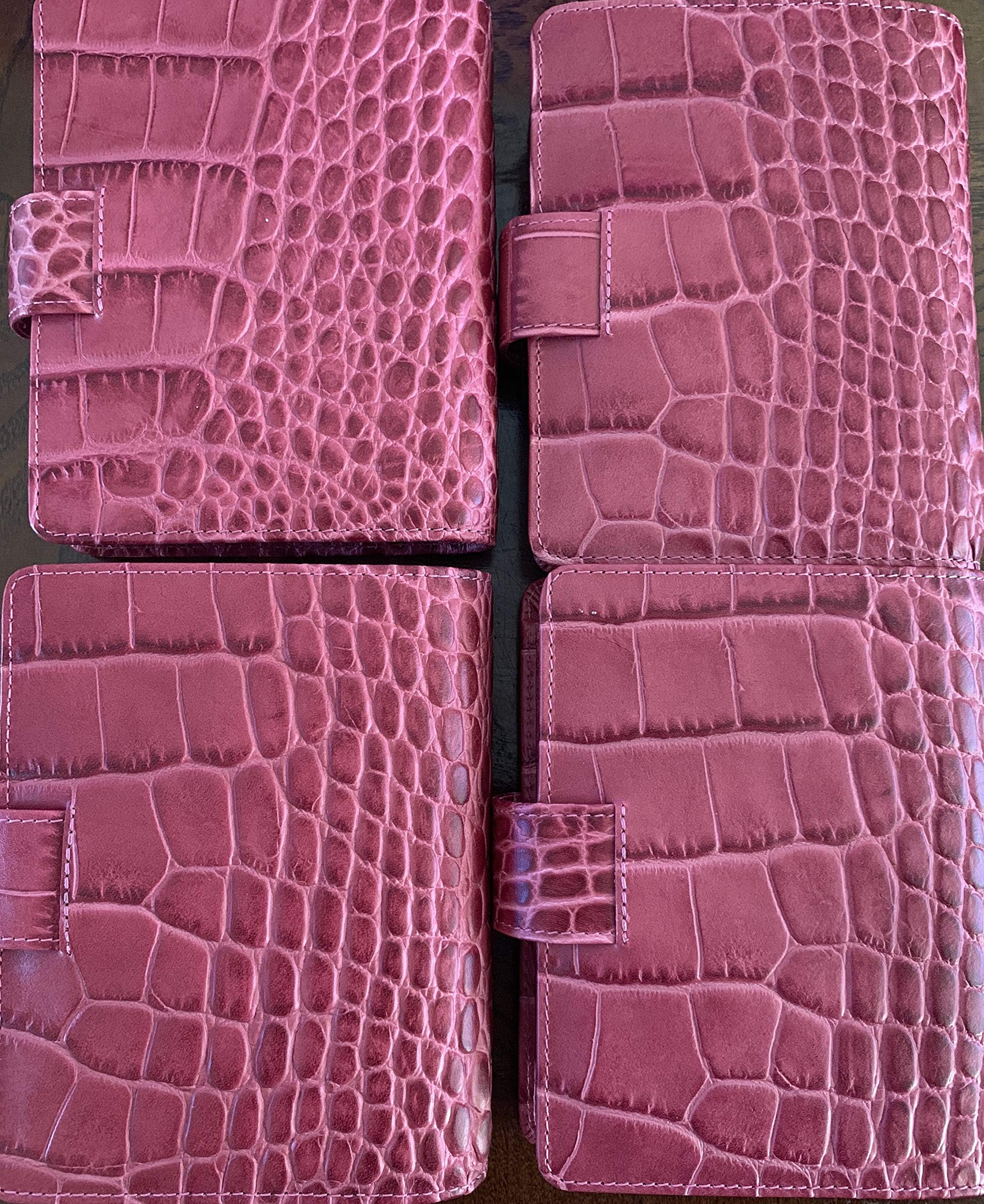 Filofax Pocket Size Classic Croc Print Leather Organizer - Weekly & Daily Planner with 2025 Calendar | Includes DiLoro Ballpoint Pen in Fuchsia (026078) | Perfect for Business Professionals, Students & Personal Scheduling
