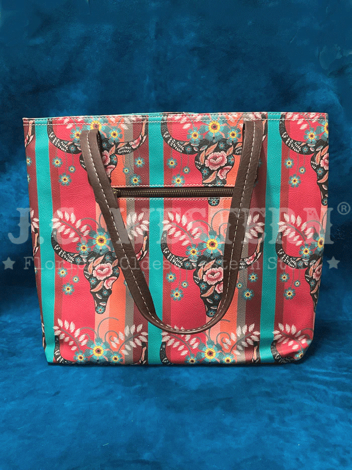 Women's Steer Head Print Tote Bag - Turquoise & Coral Crossbody Handbag for Shopping, Beach & Daily Use | Catchfly 22035600MUL