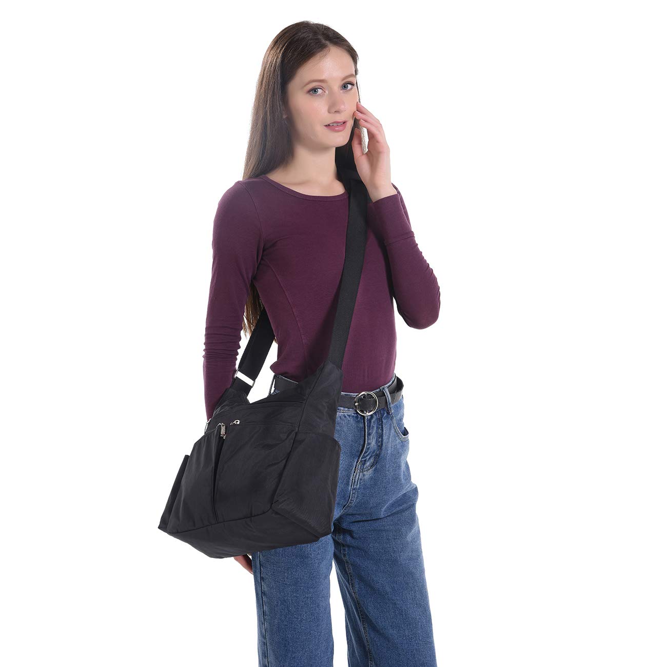 MHCNLL RFID Anti-Theft Crossbody Purse for Women - Lightweight Waterproof Nylon Shoulder Bag - Perfect for Travel, Shopping & Daily Commute