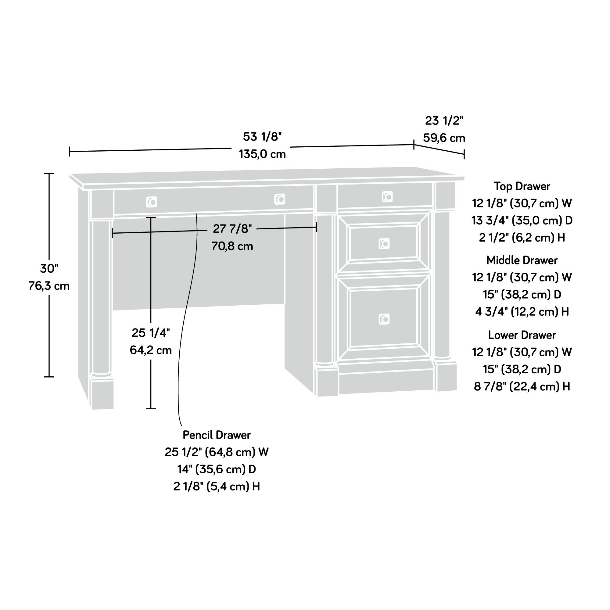 Sauder Palladia Computer Desk with Drawers & File Cabinet - Home Office Desk with Cable Management, Keyboard Tray, Split Oak Finish - Perfect for Small Spaces & Remote Work