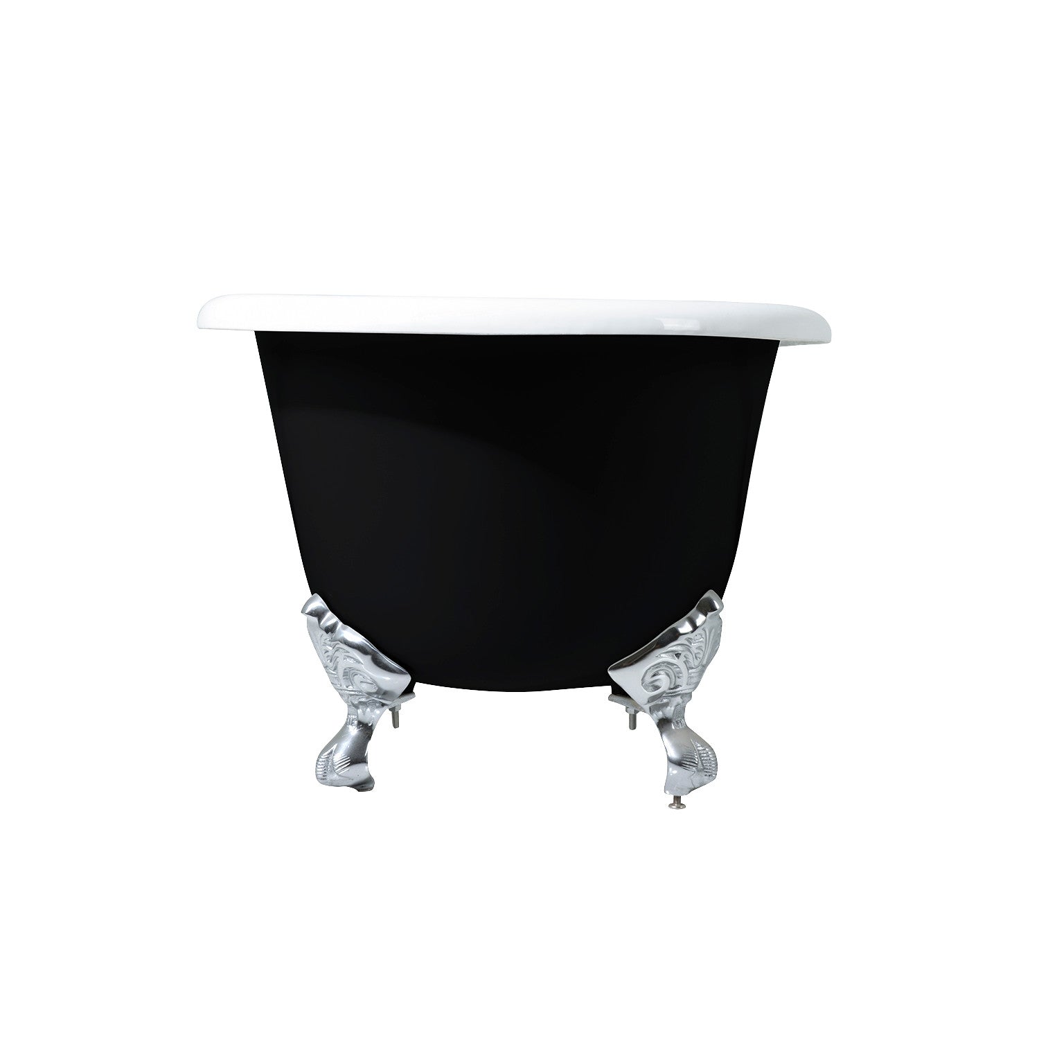 66 Inch Cast Iron Oval Double Ended Clawfoot Tub - Aqua Eden VBTND663013NB1 - No Faucet Drillings - Black/White/Polished Chrome - Perfect for Vintage Bathroom Decor & Luxury Spa Retreats