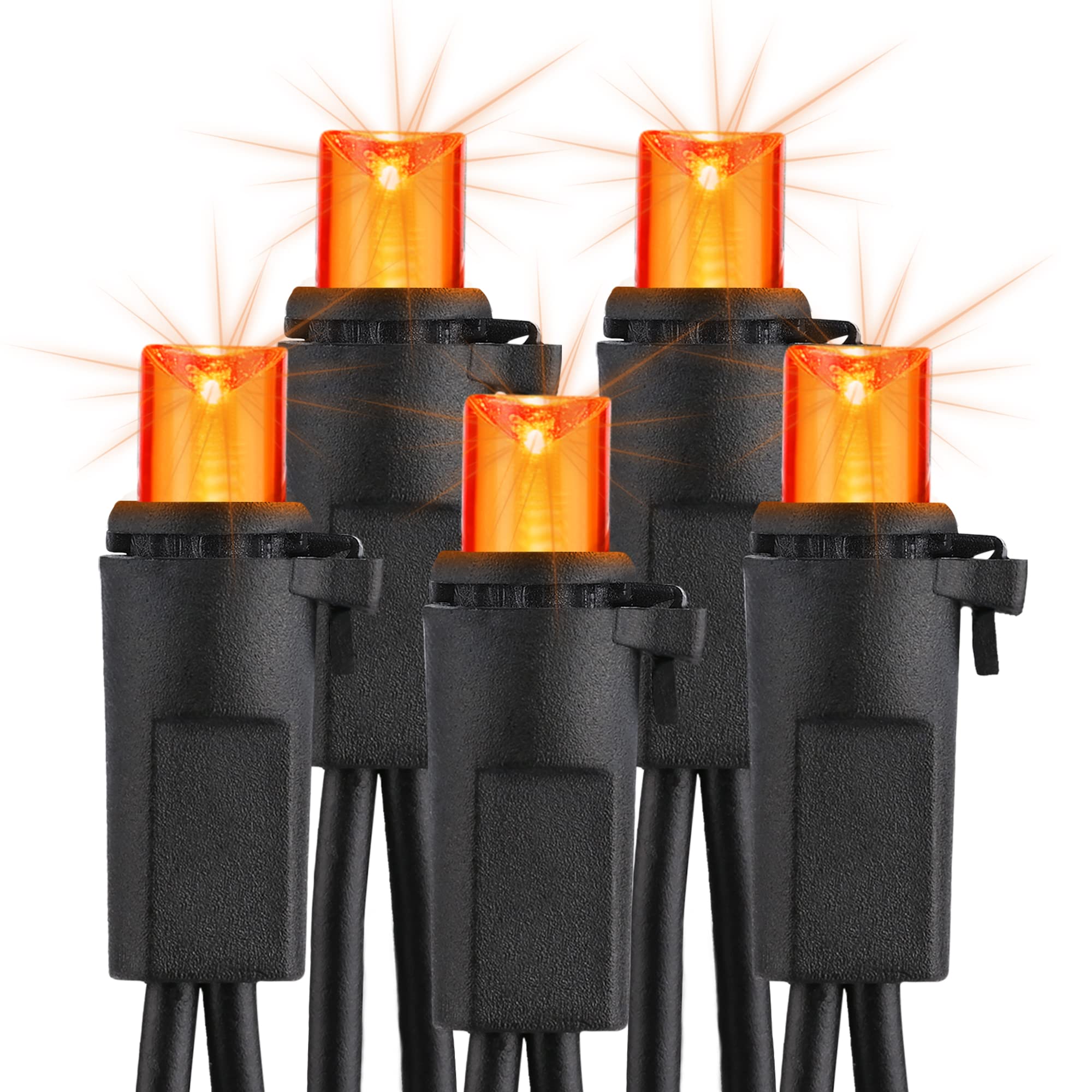 Brizled Orange Halloween Lights - 33ft 100 LED 5mm Wide Angle Orange String Lights, 120V UL Certified Connectable Orange Fairy Lights for Indoor Outdoor Halloween Party Decor (Black Wire) - Perfect for Halloween Porch, Yard, Window, and Tree Decorations