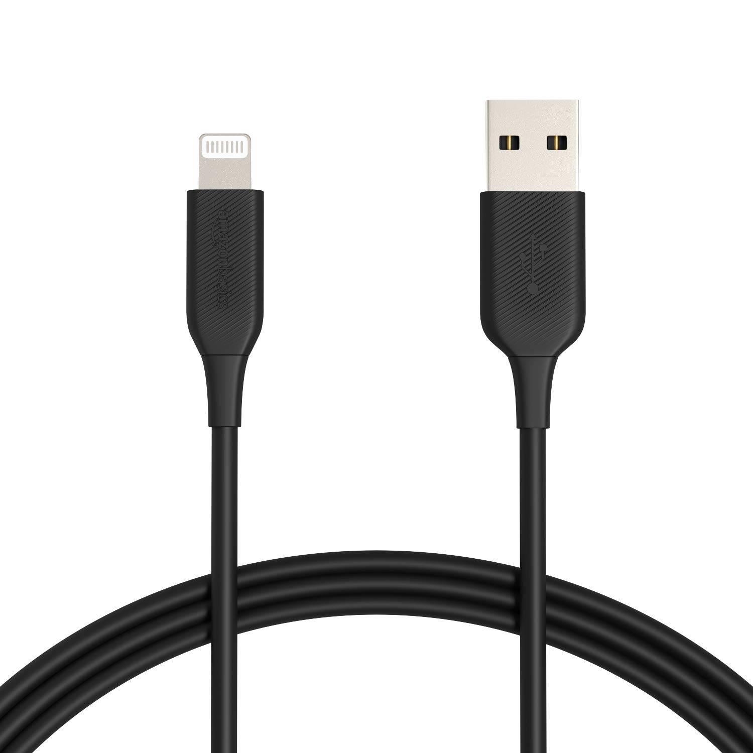 Amazon Basics MFi Certified Lightning to USB A Cable - 6ft iPhone Charger (2 Pack, Black) for iPhone Charging, Data Sync & Car Use