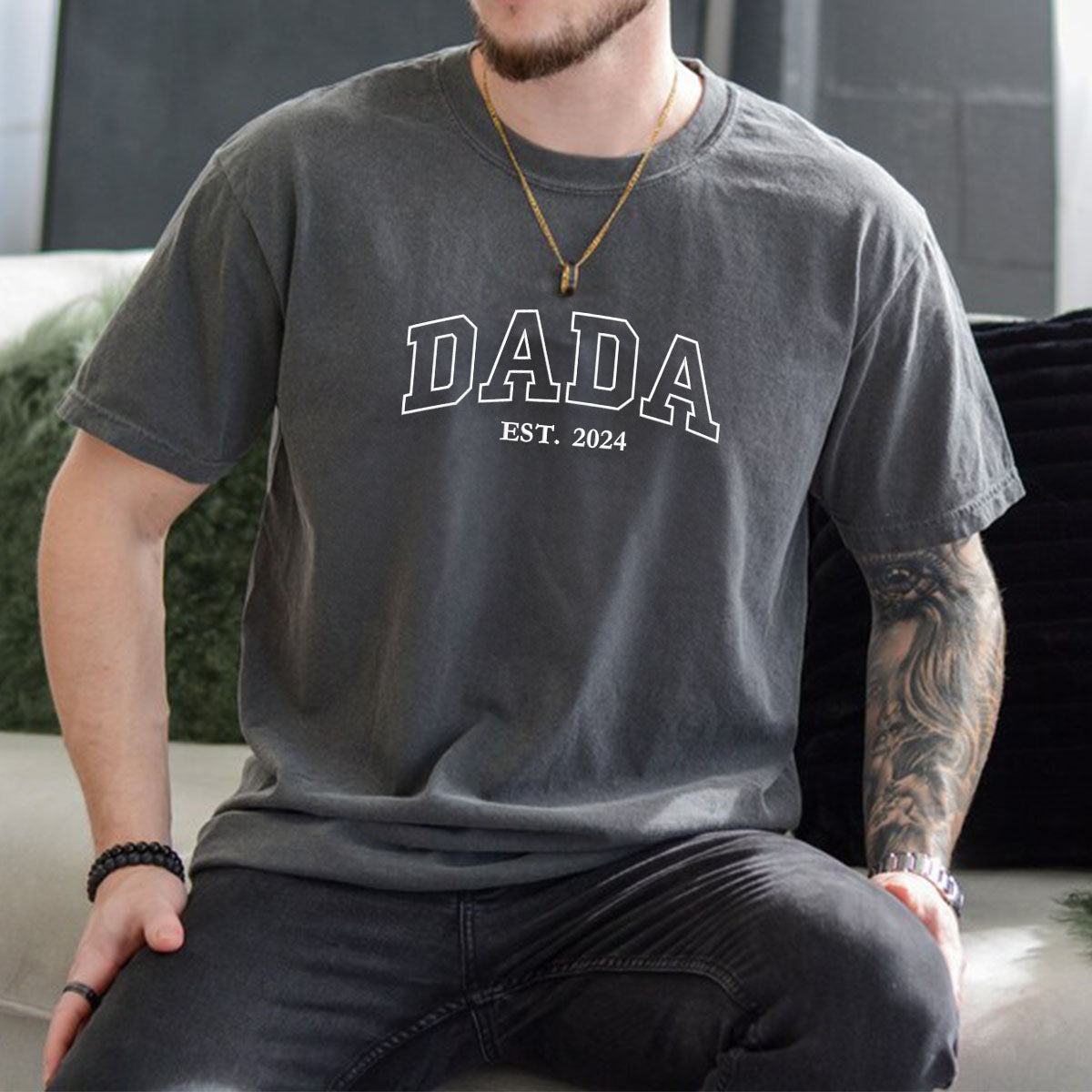 Comfort Color® Embroidered Dad Shirt - Vintage Washed Cotton T-Shirt for Men | Casual Wear, Father's Day Gift, Everyday Outfit