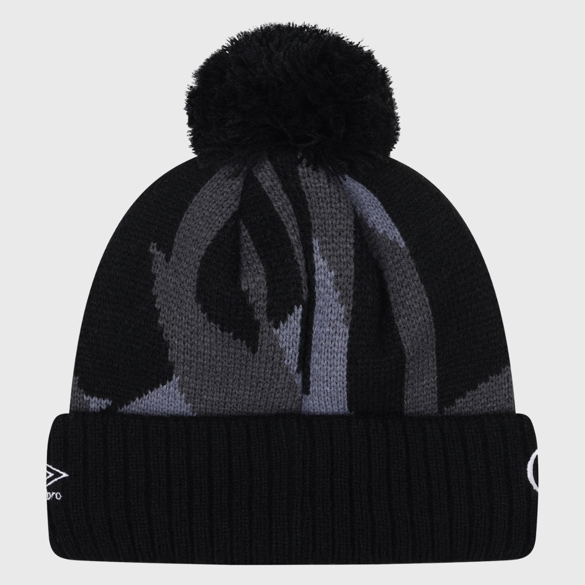 Umbro England Rugby Graphic Bobble Beanie Hat - Black Winter Knit Hat for Men & Women - Perfect for Rugby Games, Outdoor Sports & Cold Weather
