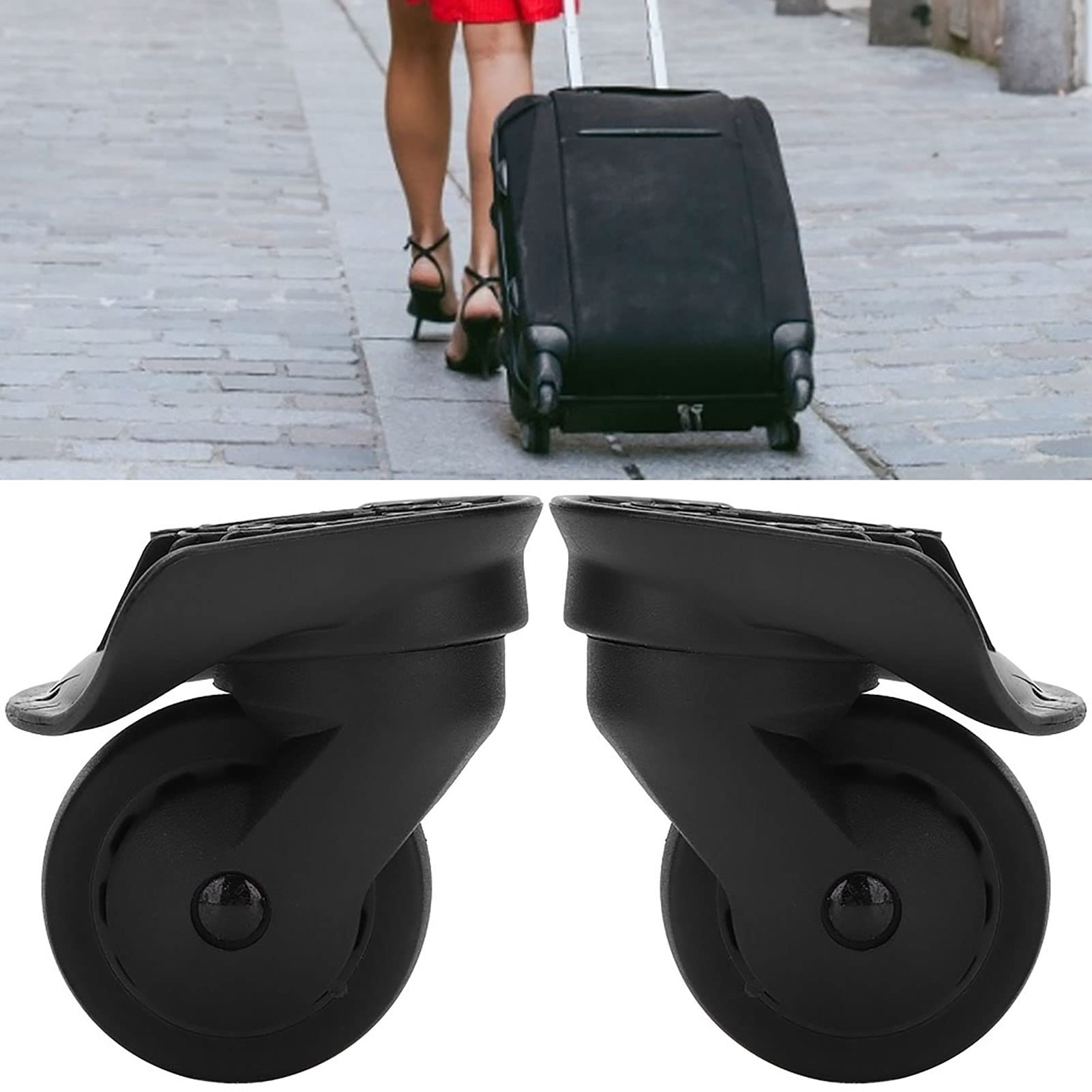 Akozon 2 Pack Universal Mute Single Row Wheel Replacement for Suitcase Luggage - Premium Travel Caster Wheels for Outdoor Equipment - Perfect for Carry-On Bags, Rolling Luggage & Everyday Use