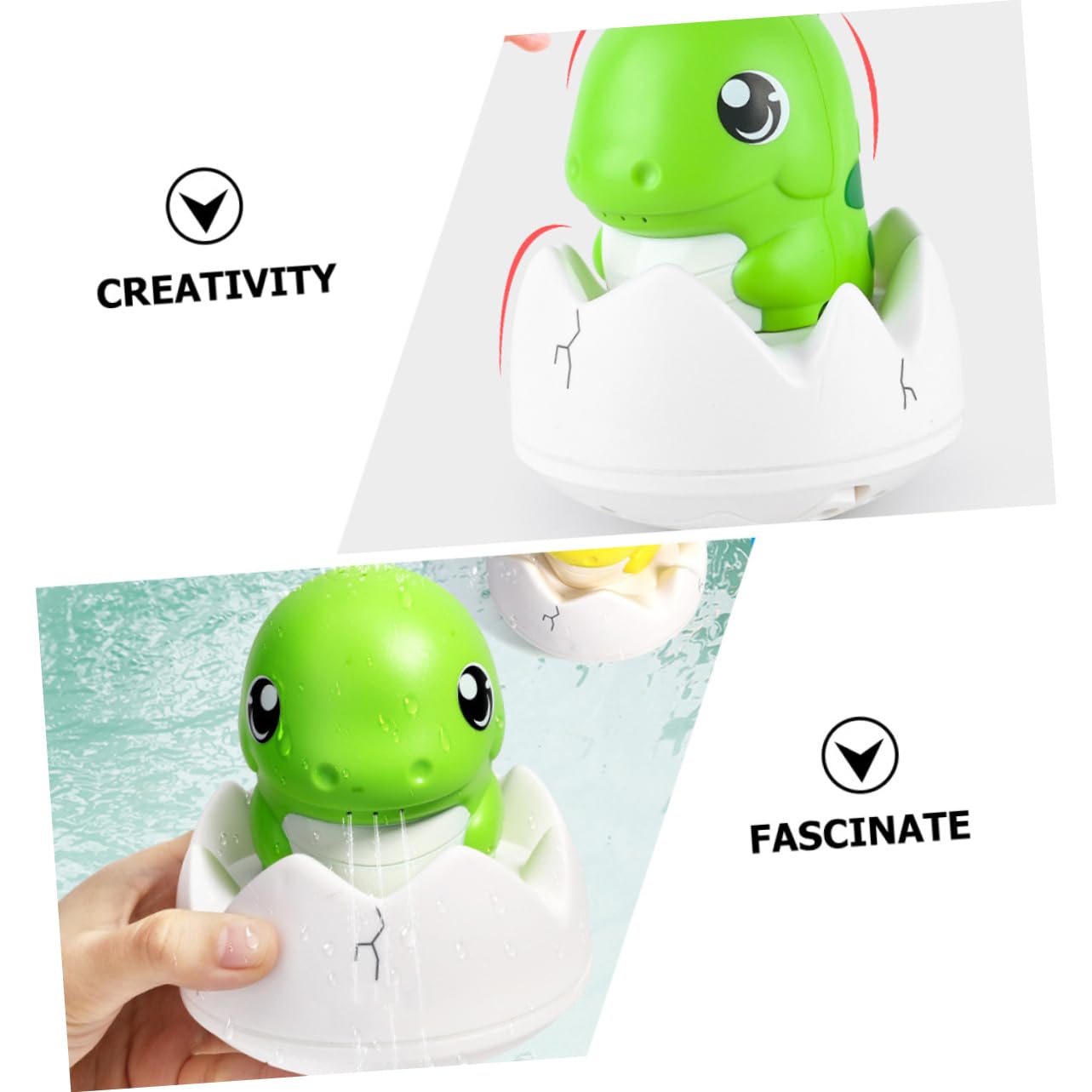 HEMOTON 2-Pack Dinosaur Bath Toys for Kids - Light Green Plastic Bathtub Spray Toys for Toddlers | Fun Bath Time Play for Boys & Girls, Water Squirters for Pool & Beach Play