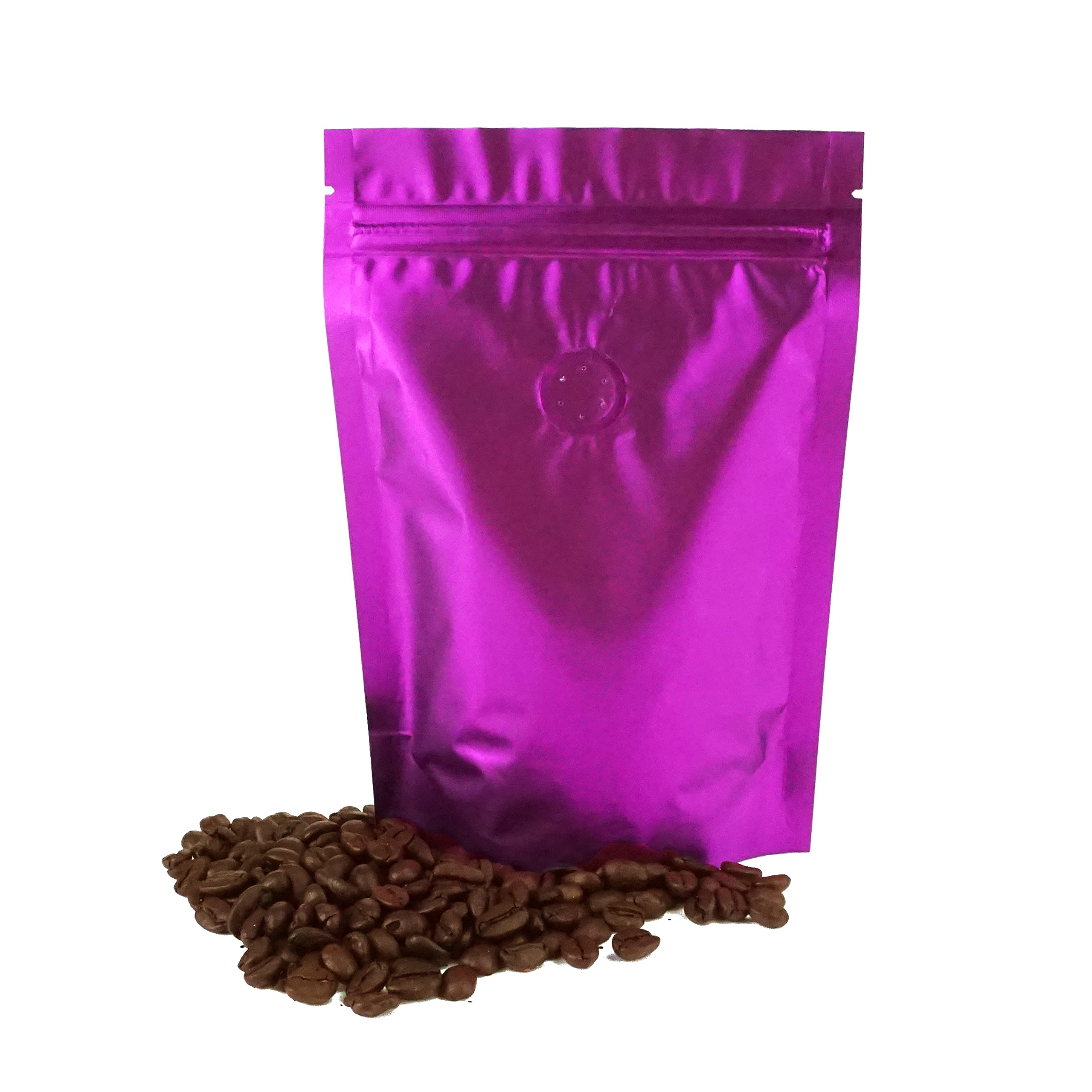 Premium Foil Coffee Bags with Zipper & Degassing Valve - Airtight Storage for Whole Bean & Ground Coffee (6oz, Purple, 50-Pack) - Perfect for Home Brewing, Coffee Shops & Gifting