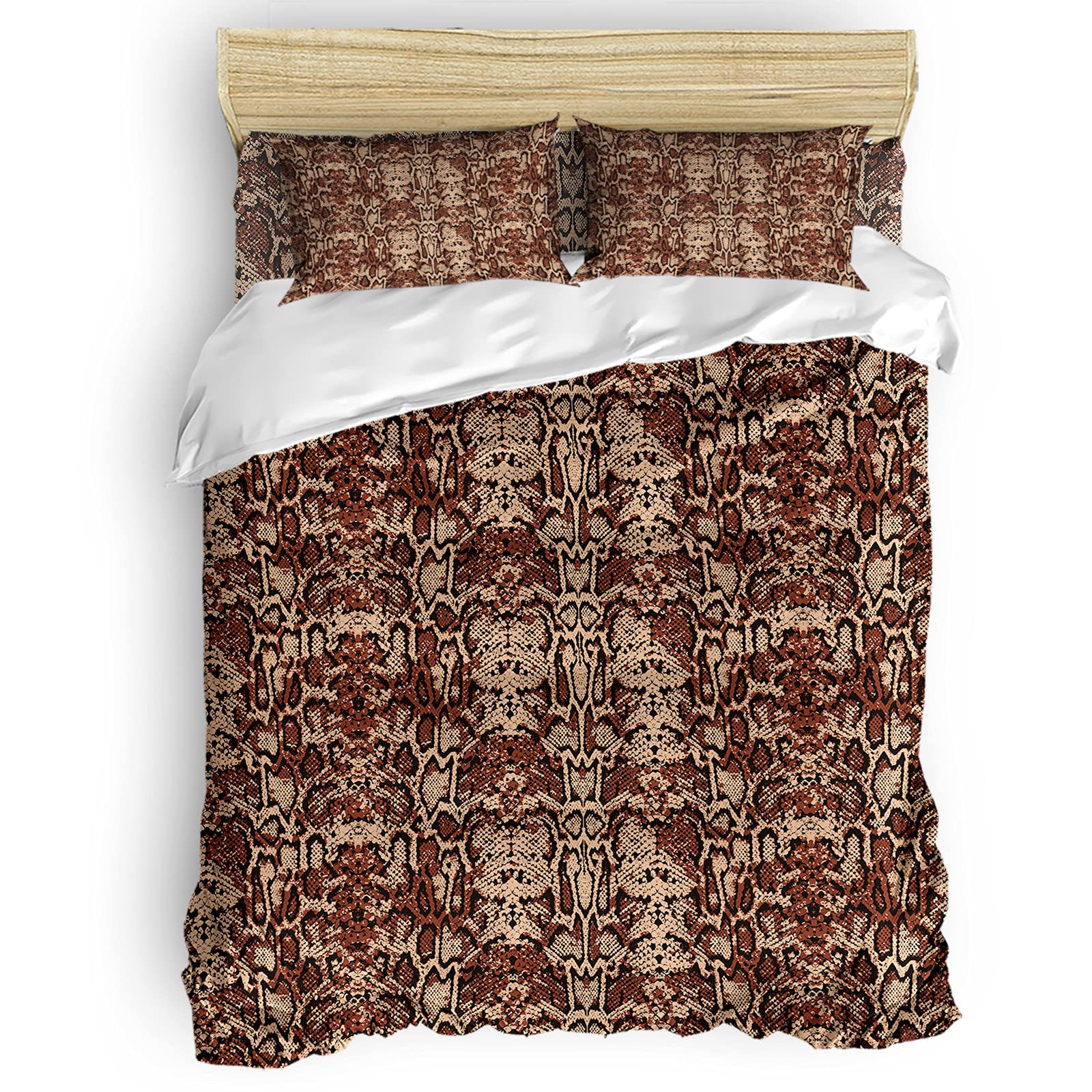 CHARMHOME 4-Piece King Size Duvet Cover Set - Abstract Boa Lines Design with Zipper Closure, Soft & Breathable All-Season Bedding Set for Master Bedroom, Guest Room, Hotel (100% Washed Cotton)