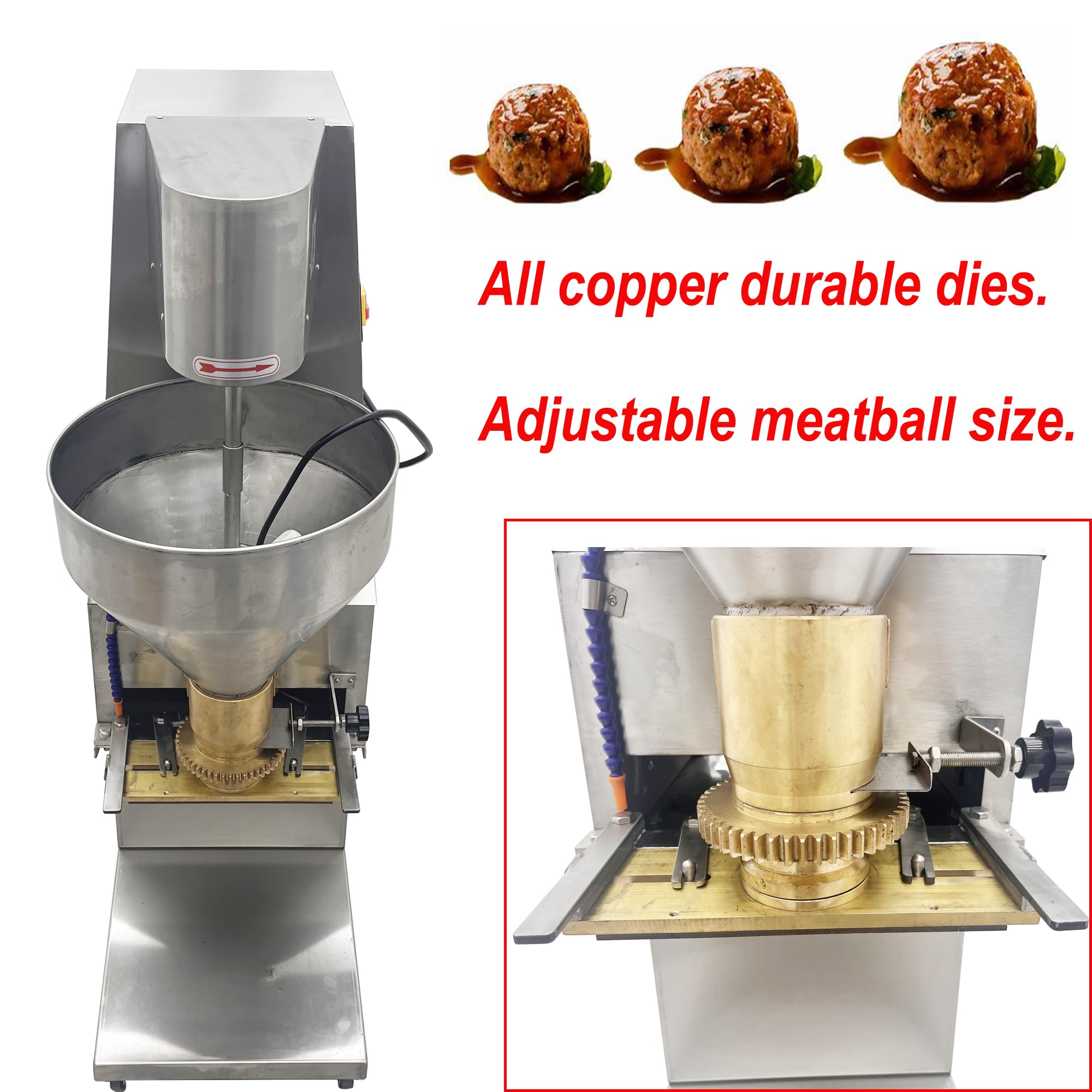 Commercial Automatic Stainless Steel Meatball Maker Machine - 4 Die Set (45/50/55/60mm) for Restaurant & Catering - 260Pcs/min High Efficiency - 110V Vertical Meatball Forming Equipment | Perfect for Food Processing, Meal Prep & Bulk Cooking