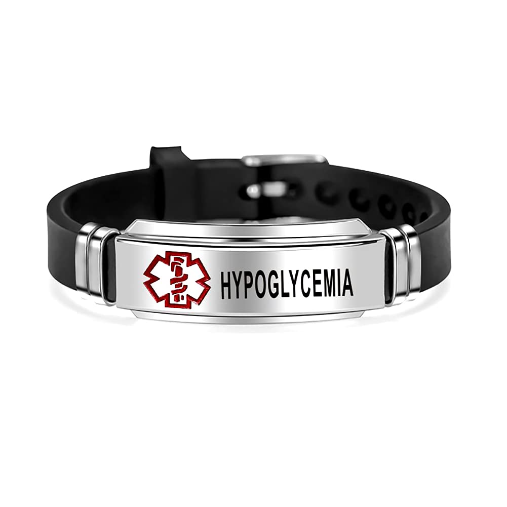 DWJSu Adjustable Silicone Medical Alert ID Bracelet - Waterproof Emergency Sports Bracelet for Men & Women - Perfect for Running, Hiking, and Outdoor Activities