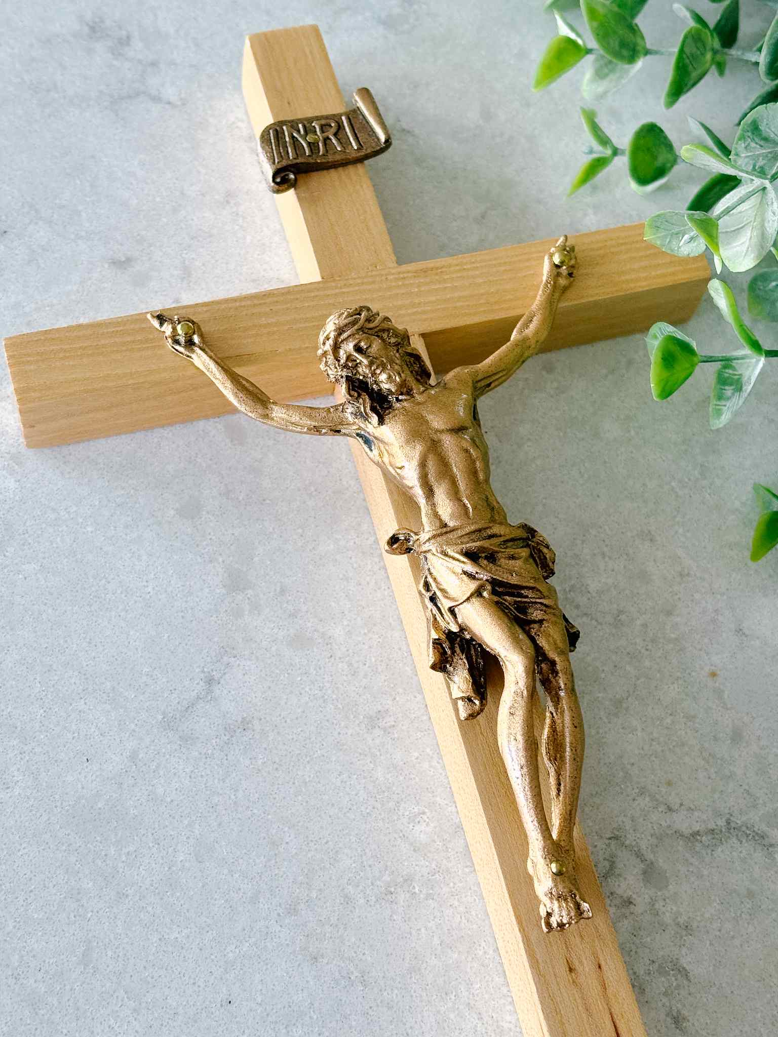 Handmade Oak Wood Crucifix - Religious Cross for Home Decor, Church, and Prayer - Perfect for Wall Mounting and Spiritual Gifts