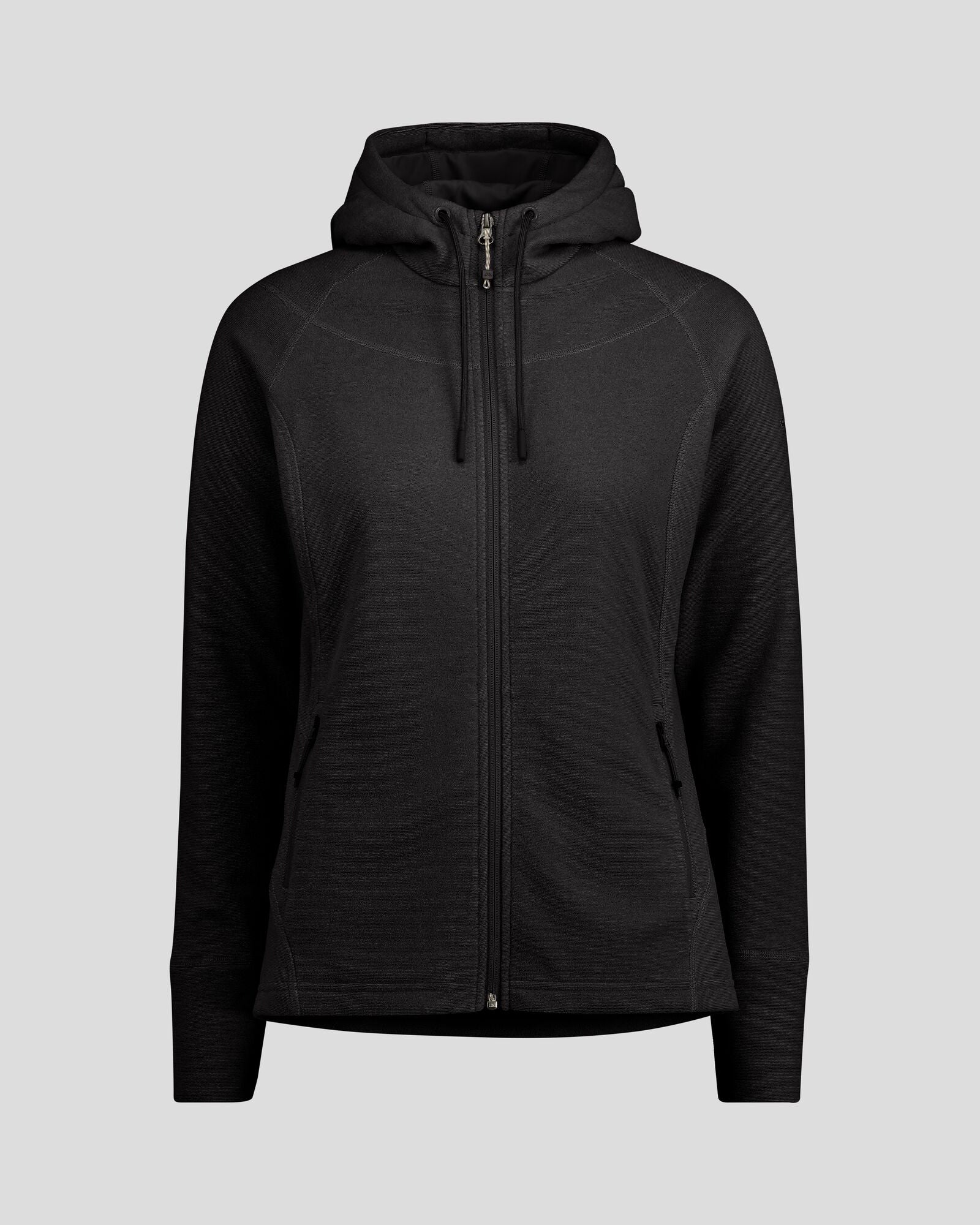 Women's Mt Aspiring Hooded Fleece Jacket - Soft Warm Winter Coat, Water-Resistant Outdoor Jacket for Hiking, Camping & Casual Wear - Black Stingray Color