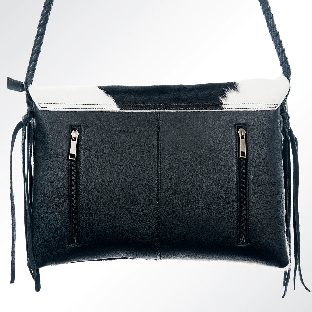 American Darling Conceal Carry Handbag - Genuine Black & White Cowhide Leather Crossbody Purse for Women | Perfect for Everyday Use, Travel, and Secure Concealed Carry