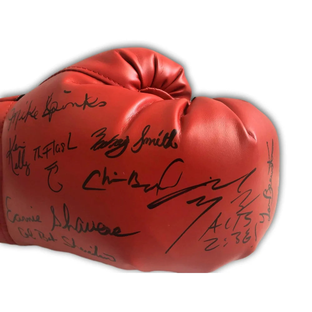 Authentic Boxing Legends Multi-Signed Glove with JSA COA - Spinks, Byrd, Manfredy, Brewster, Smith +5 More - Perfect for Collectors, Sports Memorabilia Displays & Boxing Fan Gifts