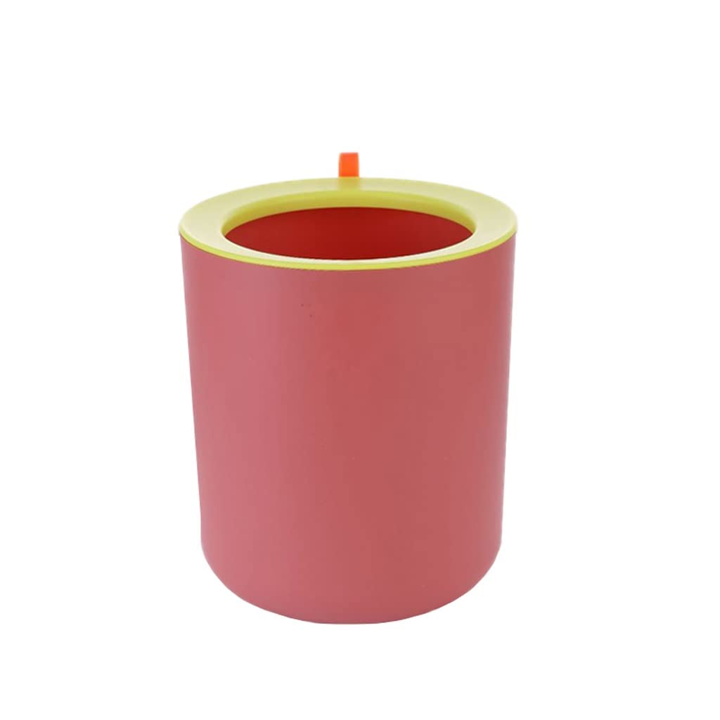 Nordic Style Large Capacity Kitchen Trash Can with Pressure Ring - Pink Household Garbage Bin for Bedroom, Bathroom & Office - Eco-Friendly Indoor Waste Paper Basket for Home & Office Use