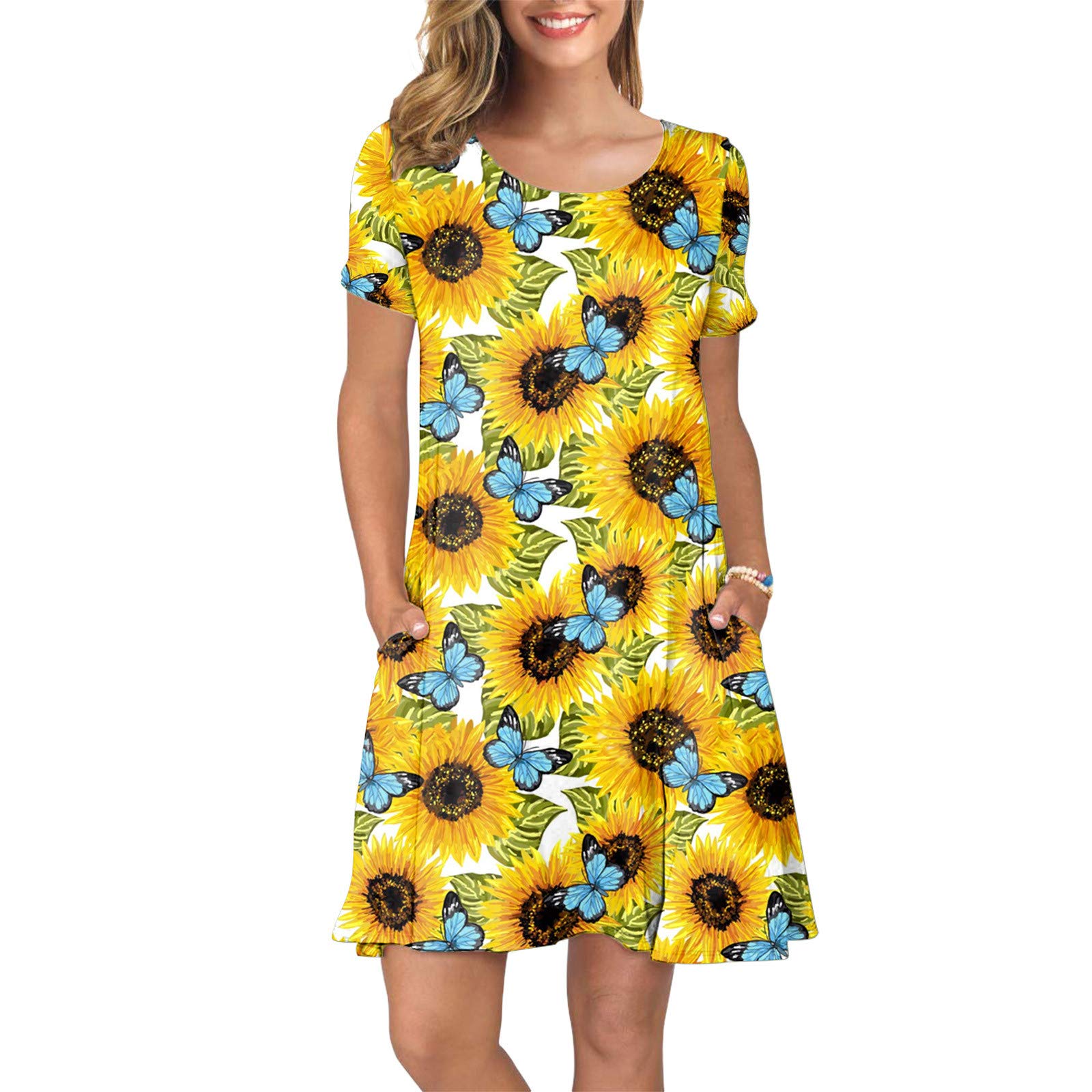 Women's Casual Mini Dresses - Summer Off Shoulder Boho Beach Cover Up & Halter Neck Sundress for Vacation, Party & Outdoor Activities