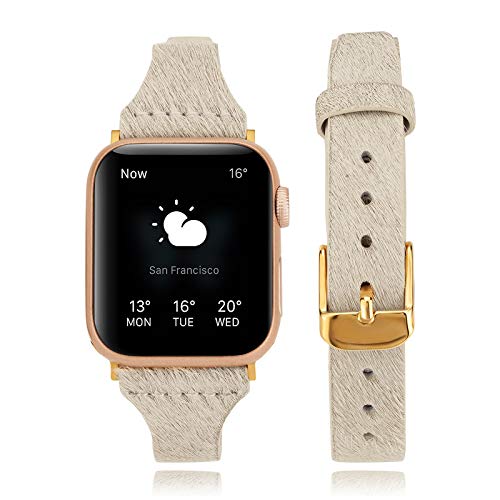 TinoBand Slim Genuine Leather Apple Watch Bands 38mm/40mm/41mm & 42mm/44mm/45mm - Premium Replacement Strap for iWatch Series 7/SE/6/5/4/3/2/1 - Perfect for Work, Gym & Everyday Wear (Men & Women)