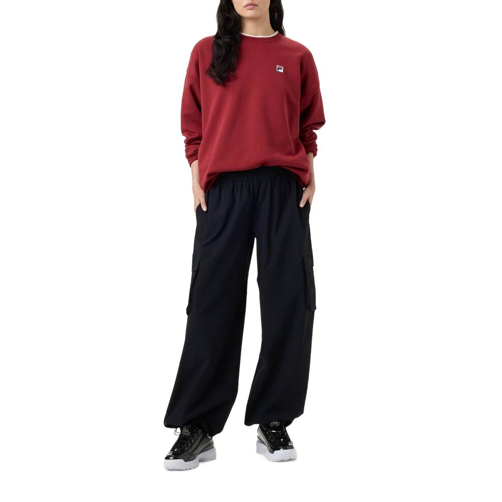 Fila Unisex Classic Relaxed Fit Sweatshirt - Tibetan Red | Comfortable Cotton Pullover for Men & Women | Perfect for Casual Wear, Gym, and Outdoor Activities