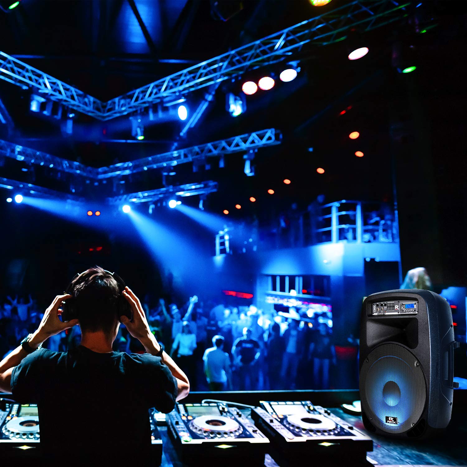 PRORECK Dance 12 Portable 12-Inch 1000W 2-Way Powered PA Speaker System with Bluetooth, USB, SD Card, FM Radio, Remote & Stand - Perfect for DJ Parties, Weddings, Events & Outdoor Gatherings