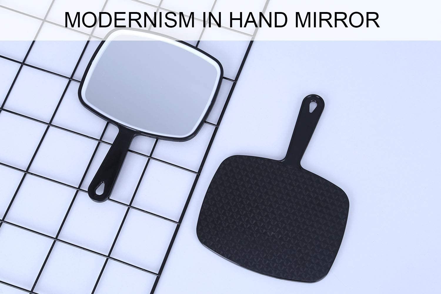 Extra Large Black Handheld Mirror with Handle - 12.4 x 9 Inches (31.5 x 23 cm) - Perfect for Makeup, Hairstyling & Home Decor