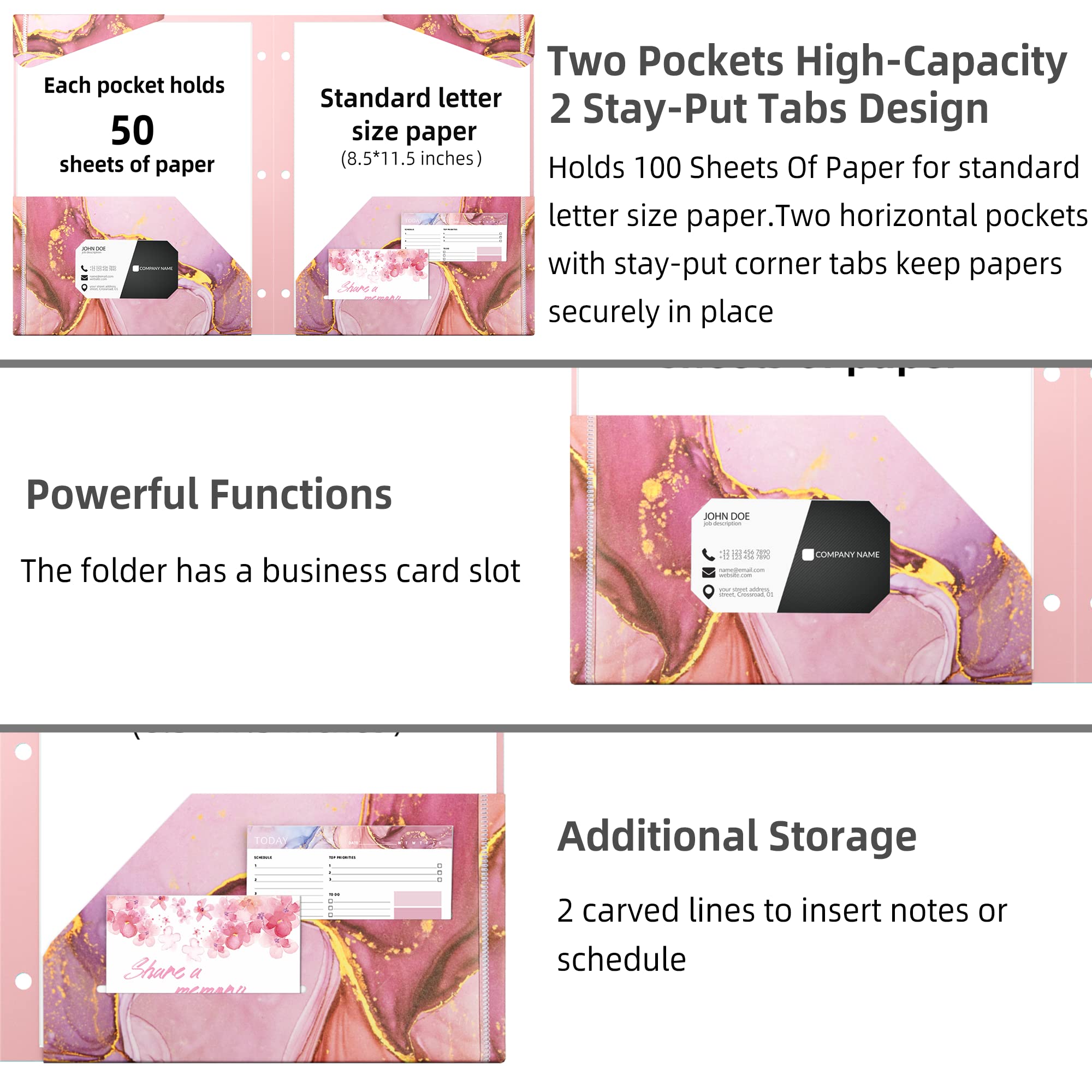 Waterproof Plastic Folders with Pockets - 6-Pack Letter Size (11