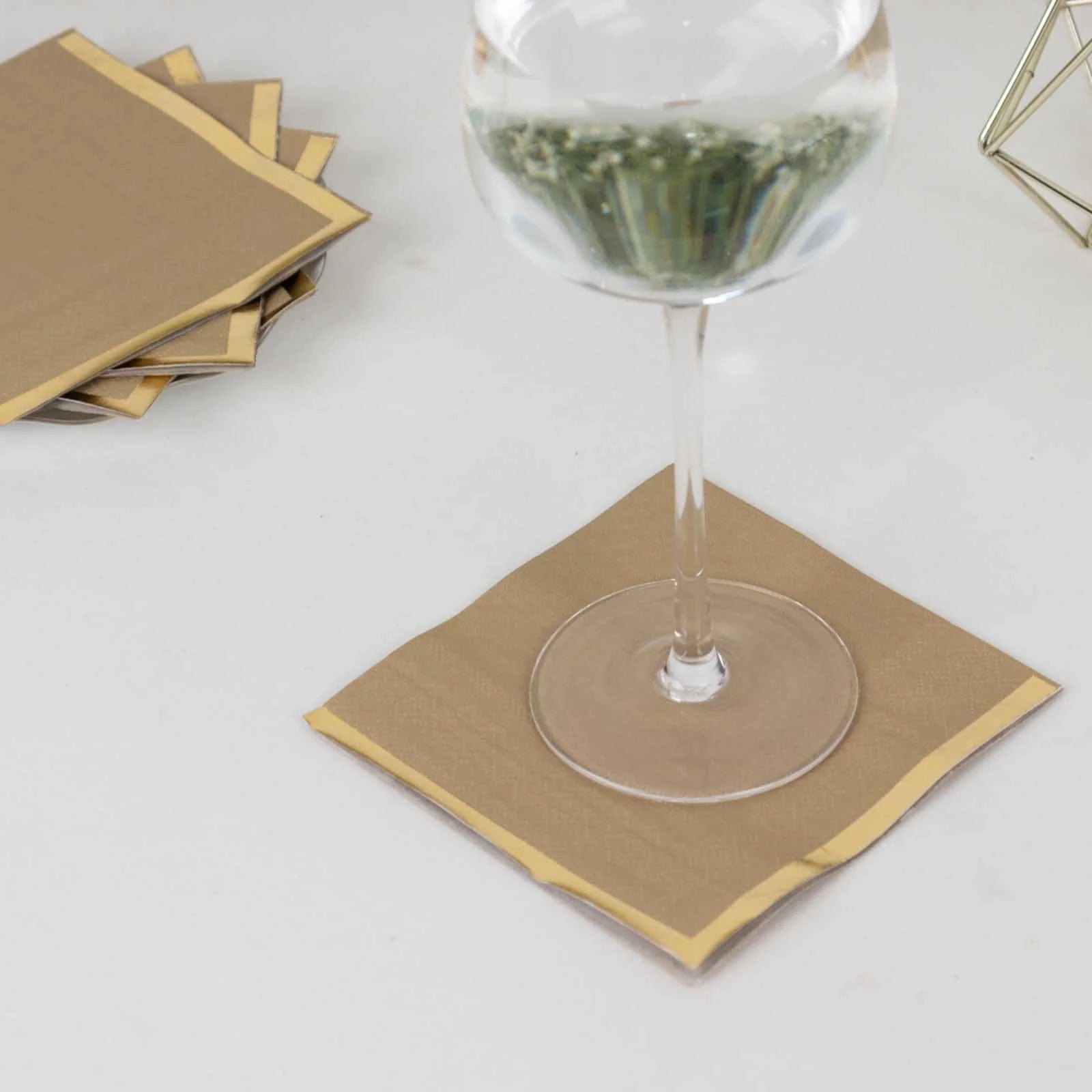 50 Soft 2-Ply Disposable Dinner Cocktail Napkins with Gold Foil Edge - Elegant Party Tableware for Weddings, Events & Home Entertaining
