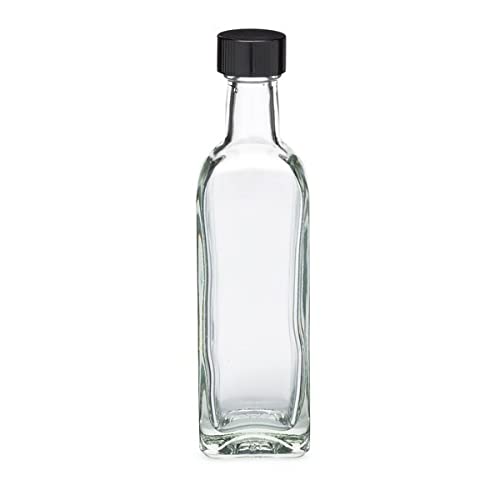 48 Pack - 2 oz (60ml) Clear Glass Bottles with Black Caps - Perfect for Wedding Favors, Party Gifts, Corporate Events, Baptisms & DIY Projects - Ideal for Essential Oils, Perfumes, Spices & Craft Storage