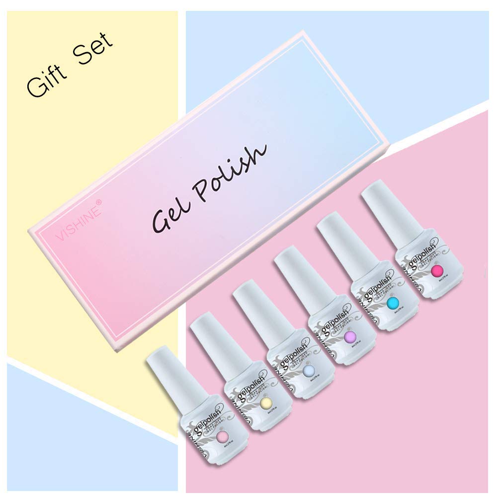 Vishine 6-Piece Gray Gel Nail Polish Set - Soak Off UV Gel Nail Lacquer Kit for Manicure & Nail Art | Perfect Starter Gift Set (8ml Each) | Salon Quality & DIY Home Nail Care