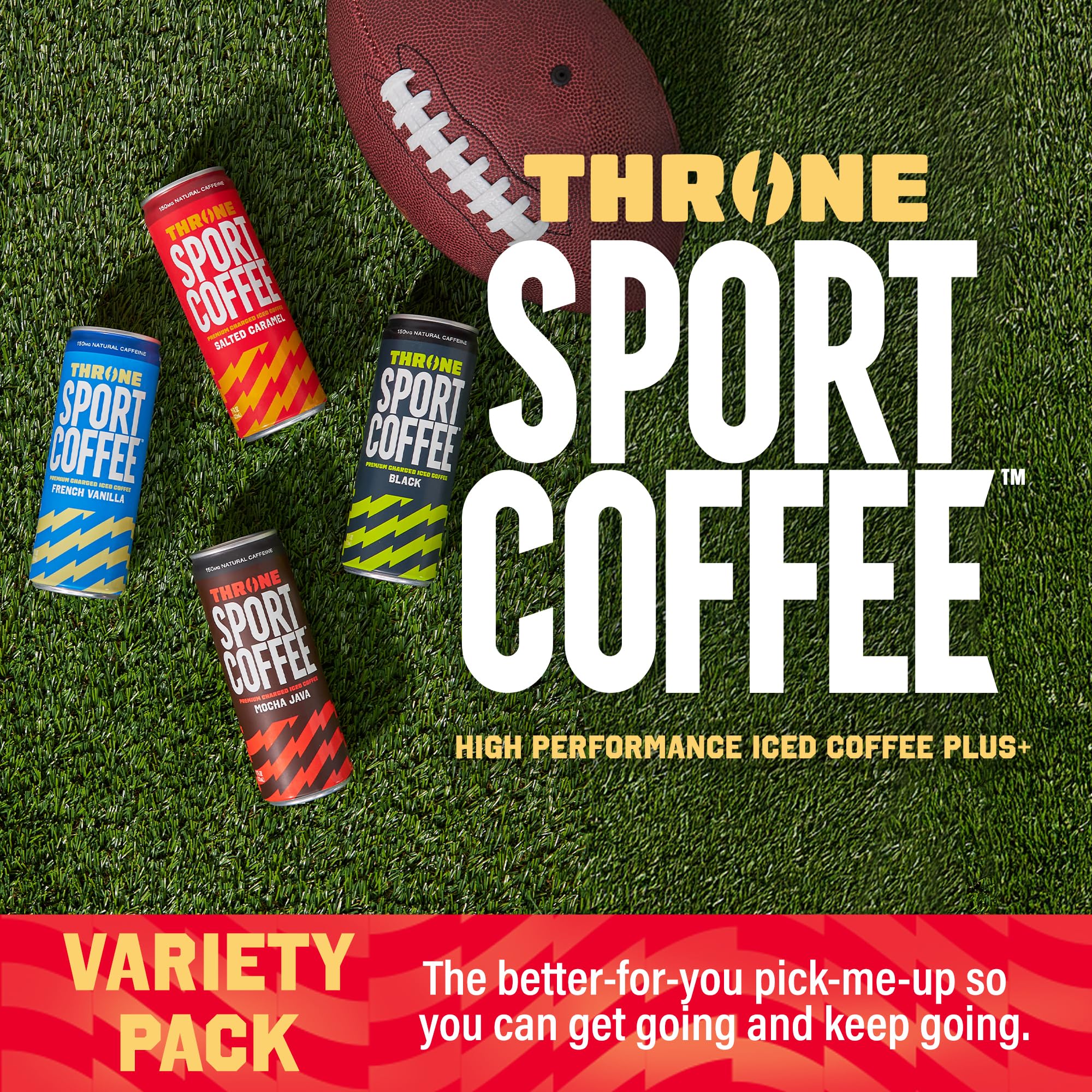 Throne Sport Cold Brew Coffee Variety Pack (4-Pack) - Electrolyte-Infused Arabica Bean Coffee for Athletes - Dairy-Free, Low Calorie Energy Drink - Perfect for Workouts, Running & Post-Exercise Recovery