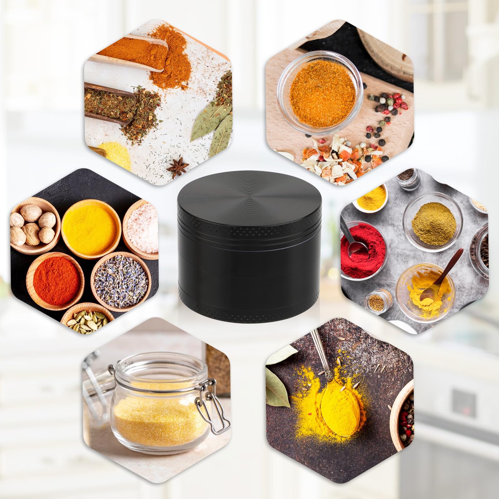 2 Inch Manual Spice Grinder - Portable Aluminum Herb Mill with Magnetic Lid, Zinc Alloy Hand Crank Seasoning Crusher - Perfect for Kitchen, Camping & Travel Use