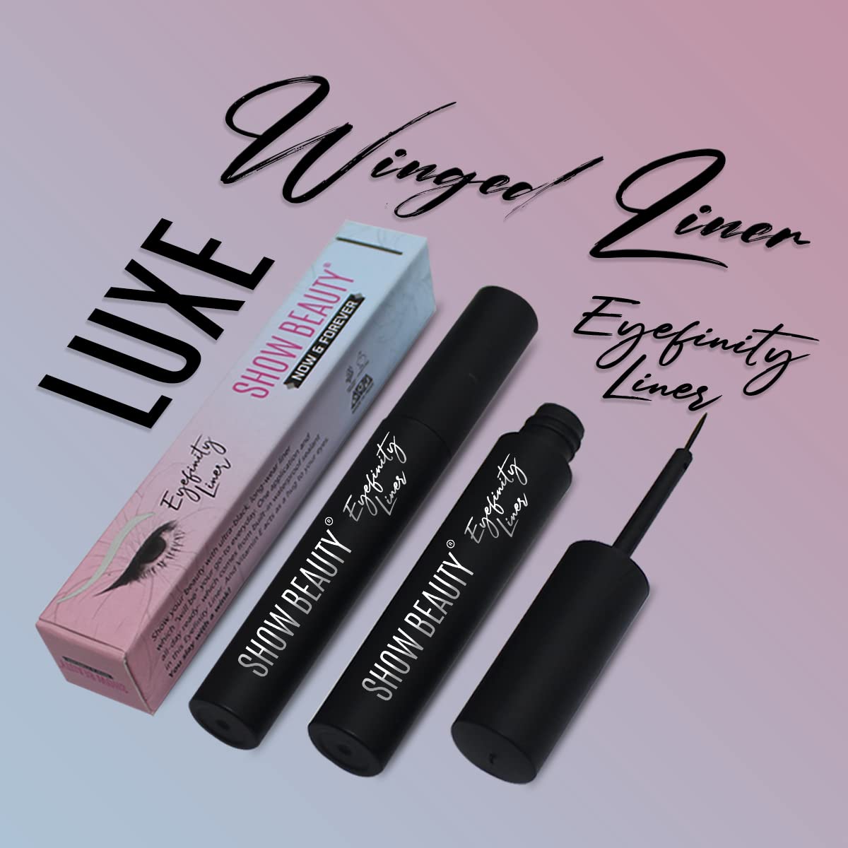 SHOW BEAUTY Waterproof Black Mascara & Eyeliner Combo - Smudge Proof, Matte Finish, Hydrating & Nourishing for Natural Lashes | Perfect for Daily Wear, Night Out & Special Occasions