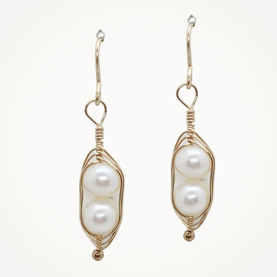 Gold Peapod Earrings - Two Peas in a Pod Dangle Earrings for Women | Elegant Jewelry Gift for Mother's Day, Valentine's Day & Special Occasions